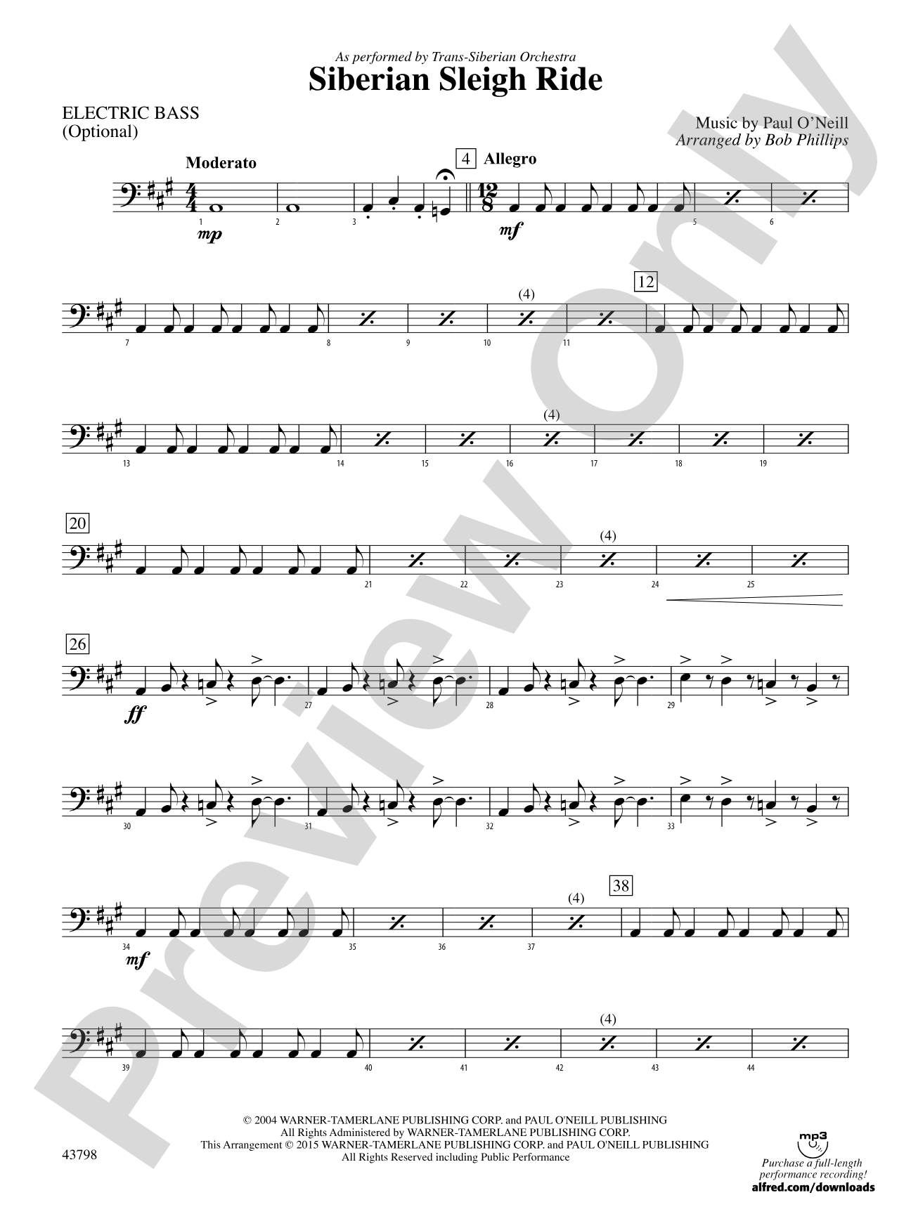 Siberian Sleigh Ride: Electric Bass