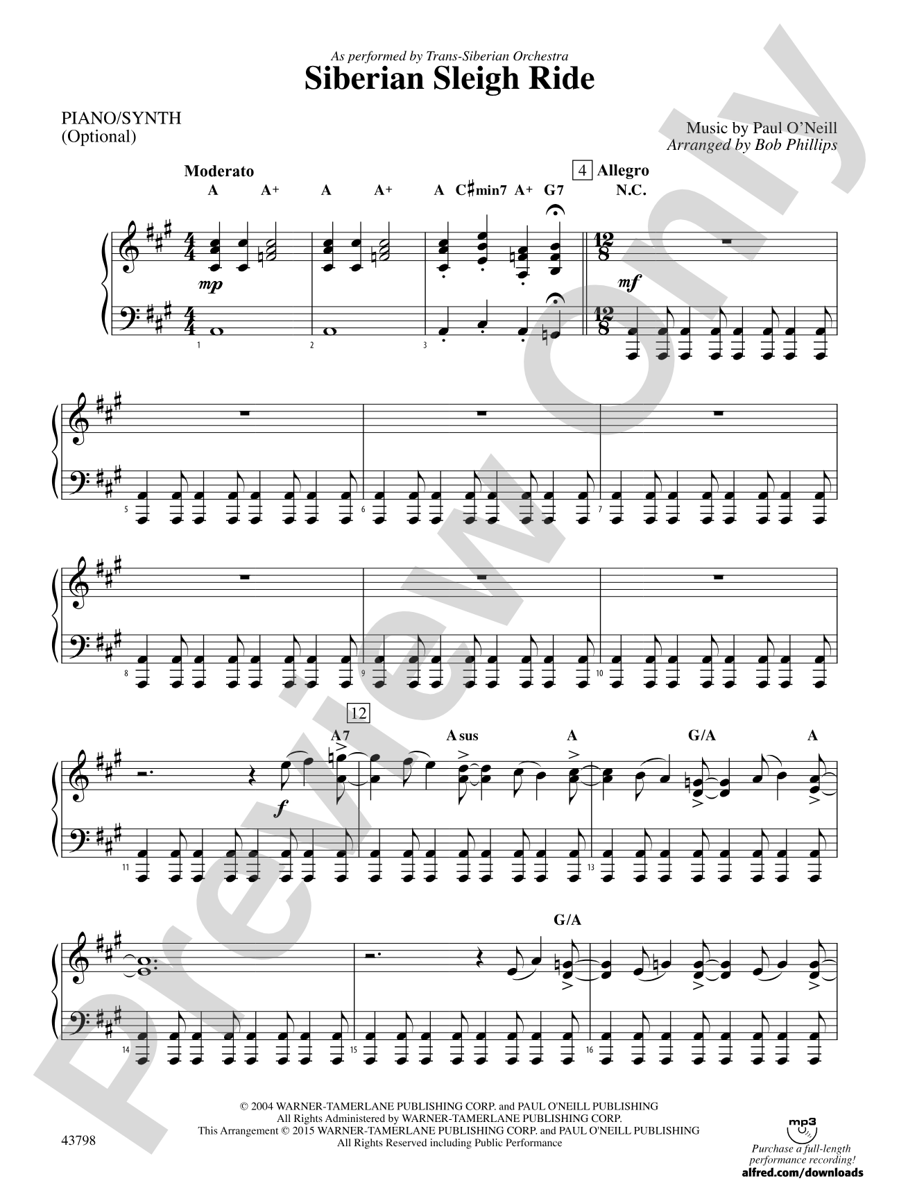 Siberian Sleigh Ride: Piano Accompaniment