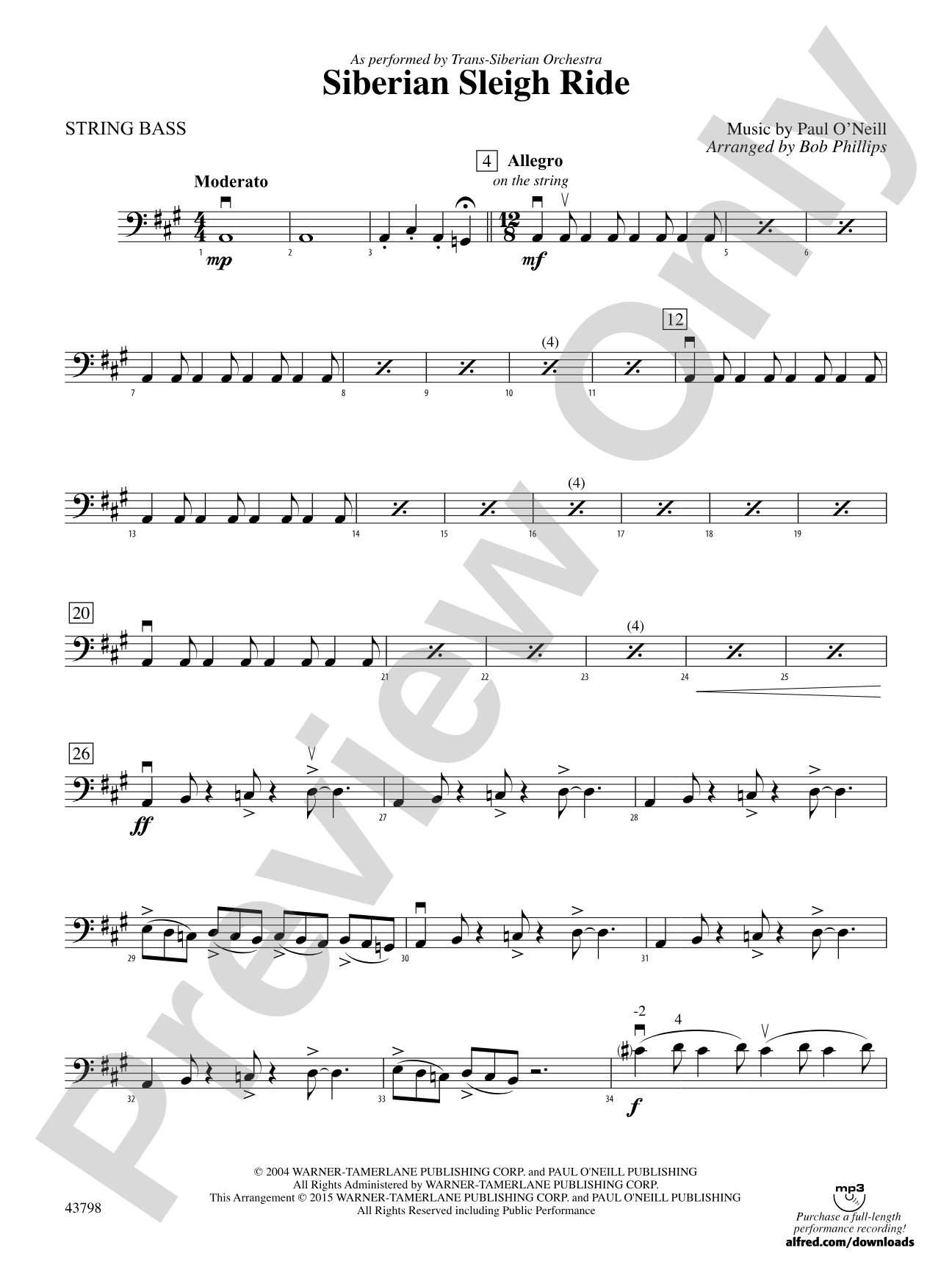 Siberian Sleigh Ride: String Bass