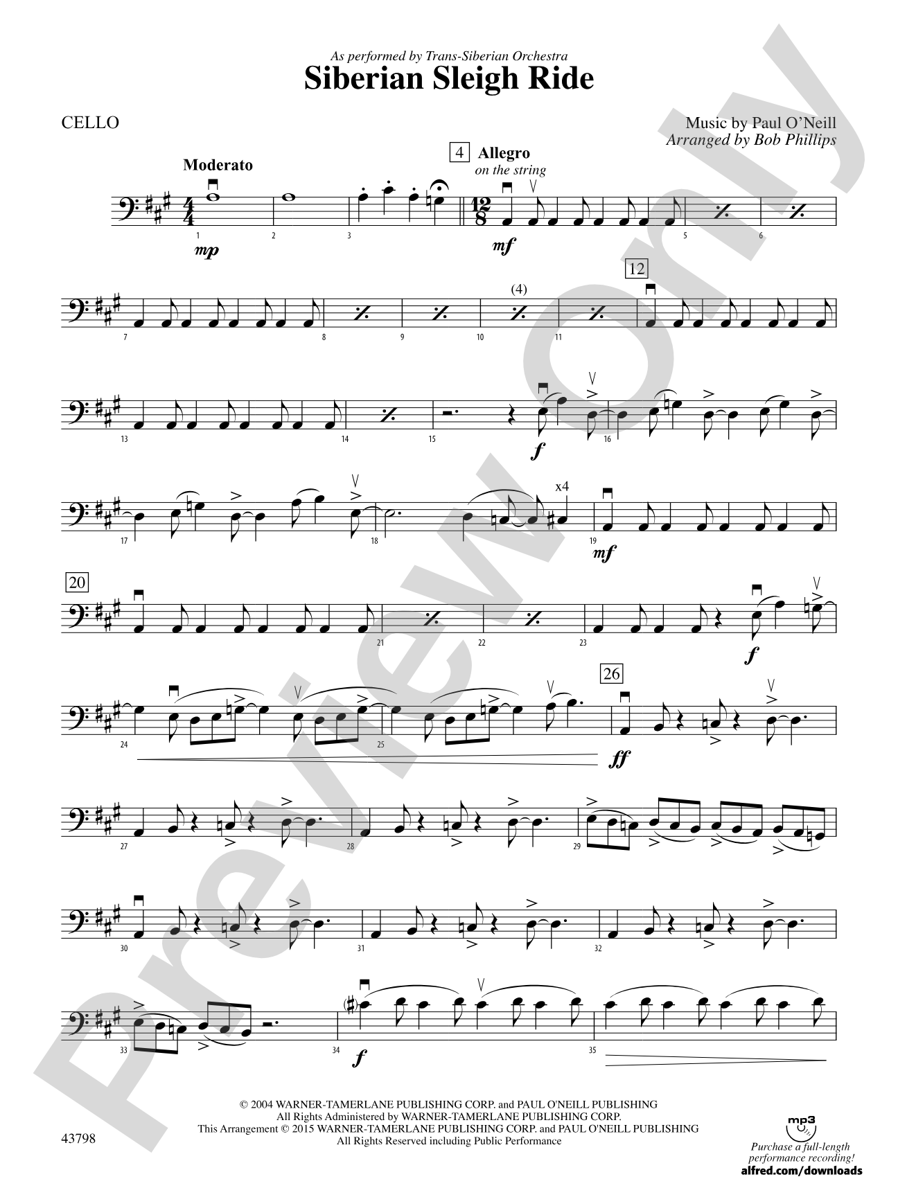 Siberian Sleigh Ride: Cello