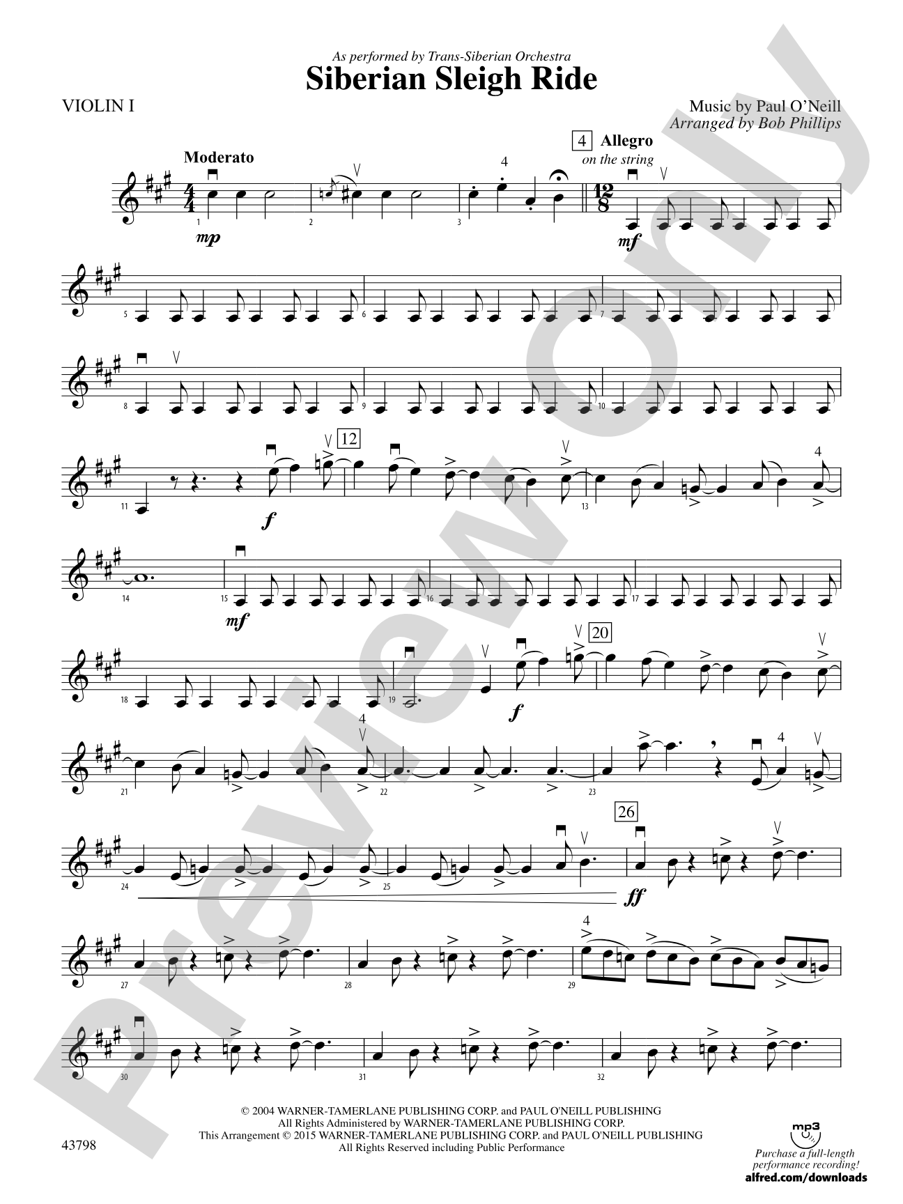 Siberian Sleigh Ride: 1st Violin