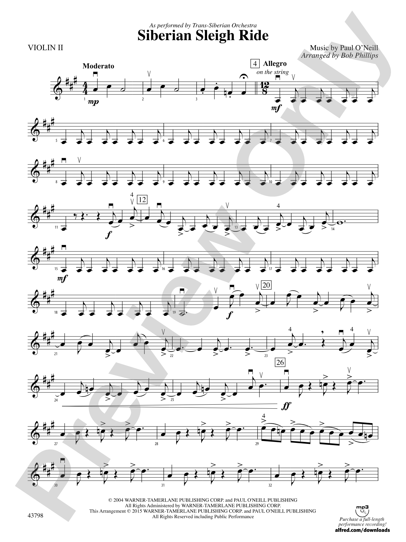 Siberian Sleigh Ride: 2nd Violin