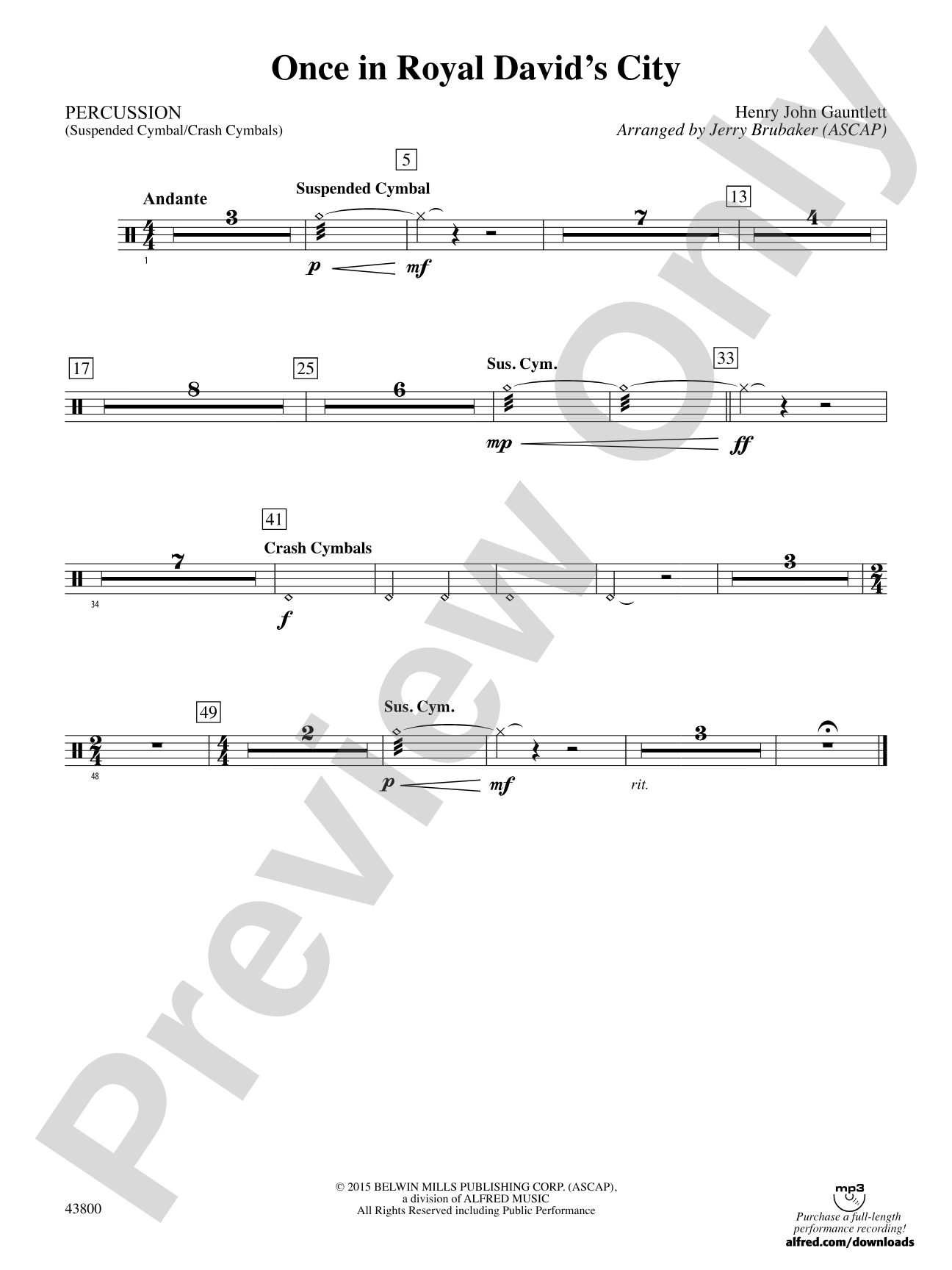 Once in Royal David's City: 1st Percussion
