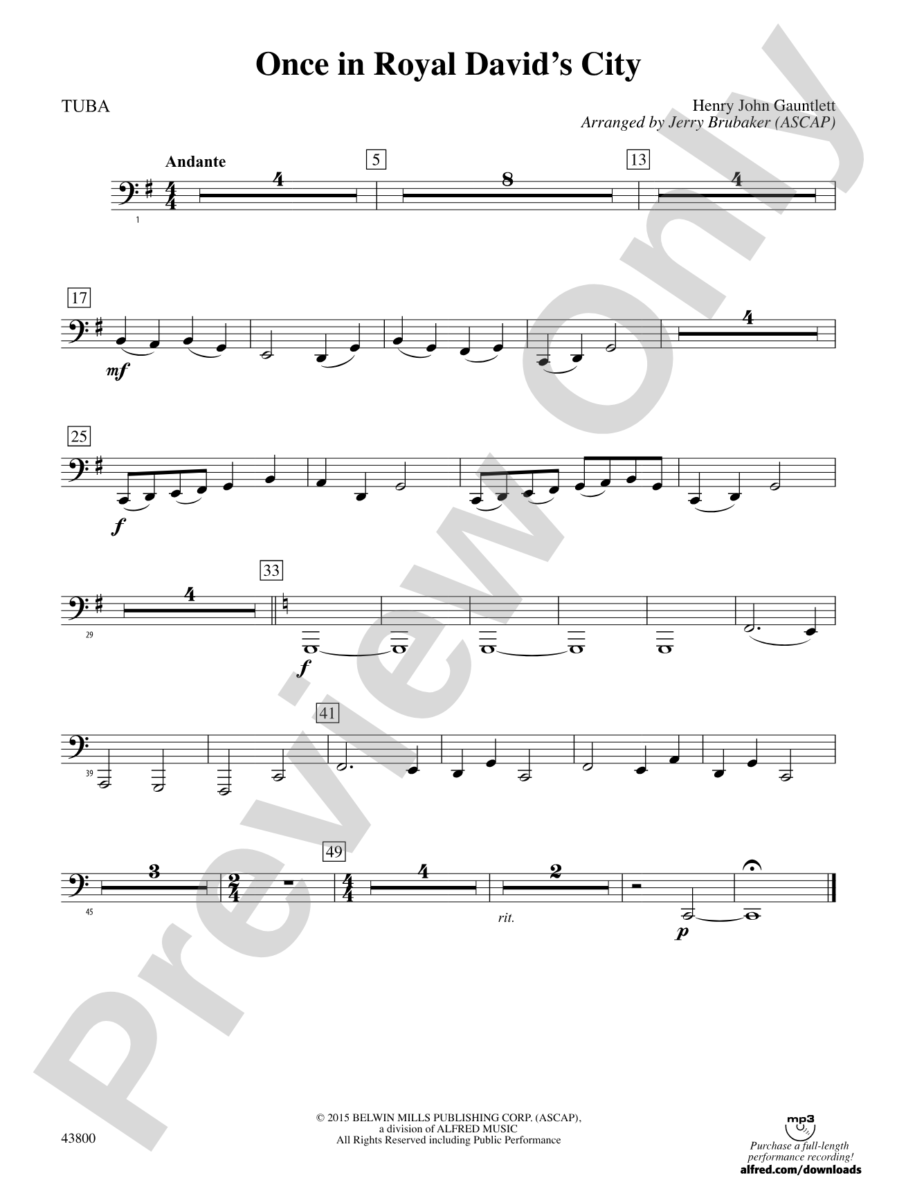 Once in Royal David's City: Tuba