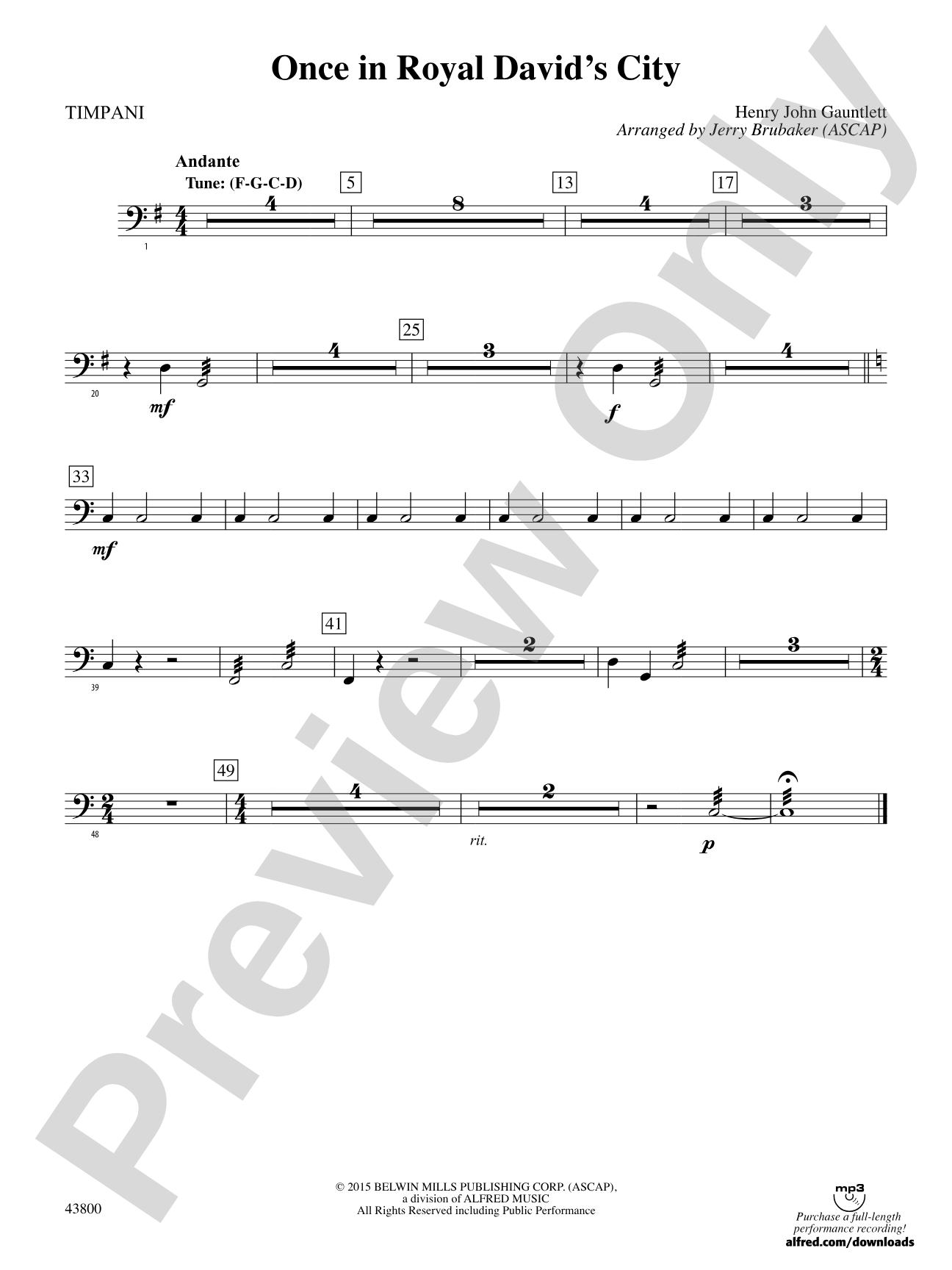 Once in Royal David's City: Timpani