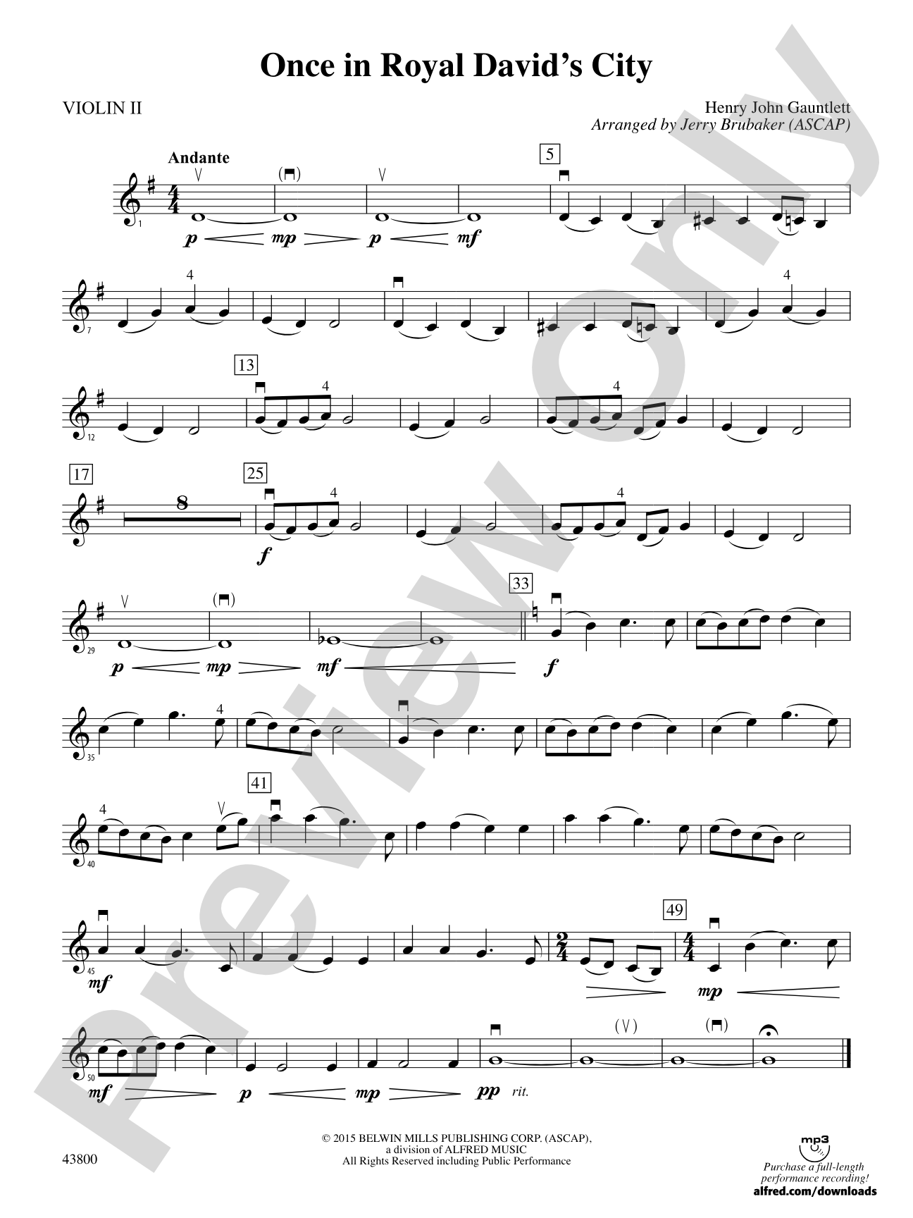 Once in Royal David's City: 2nd Violin