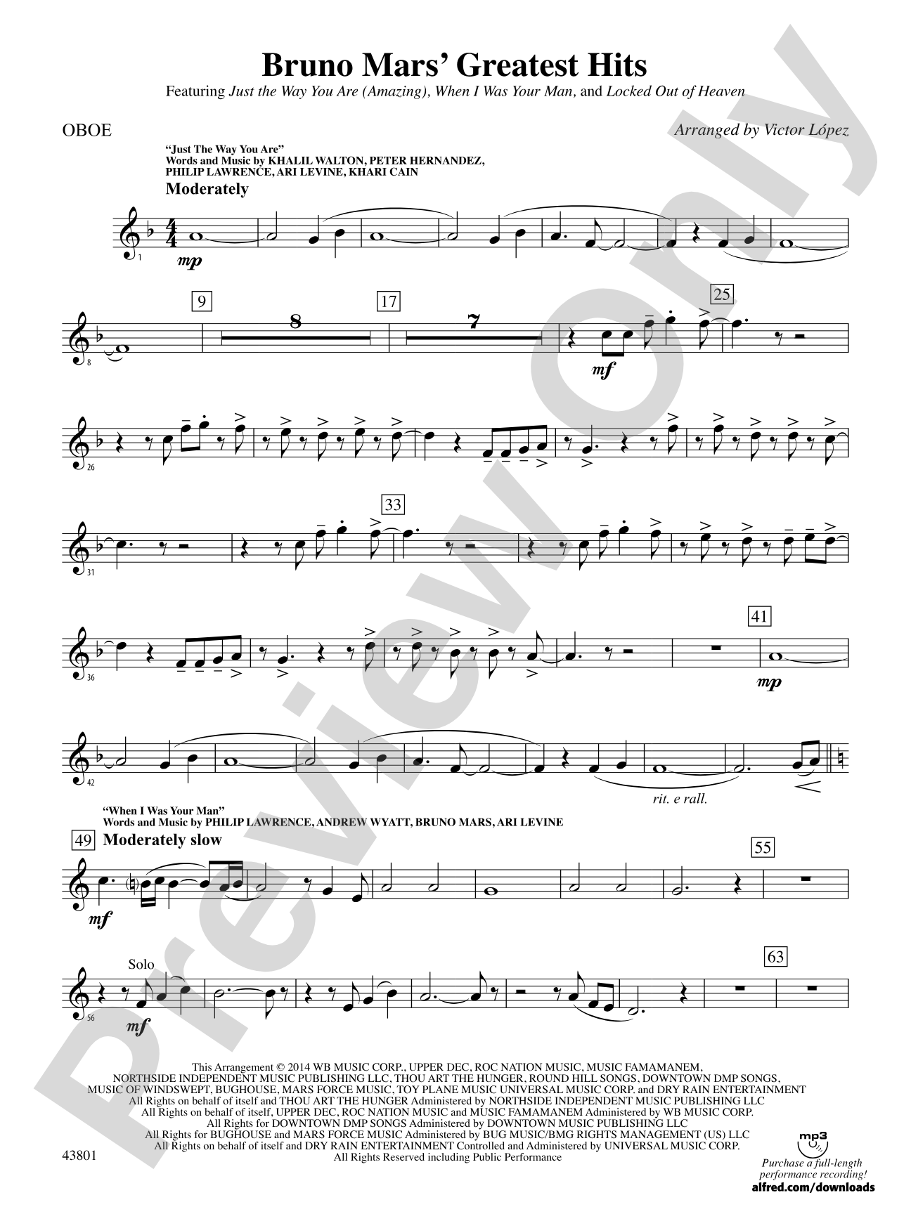 Bruno Mars' Greatest Hits: Oboe