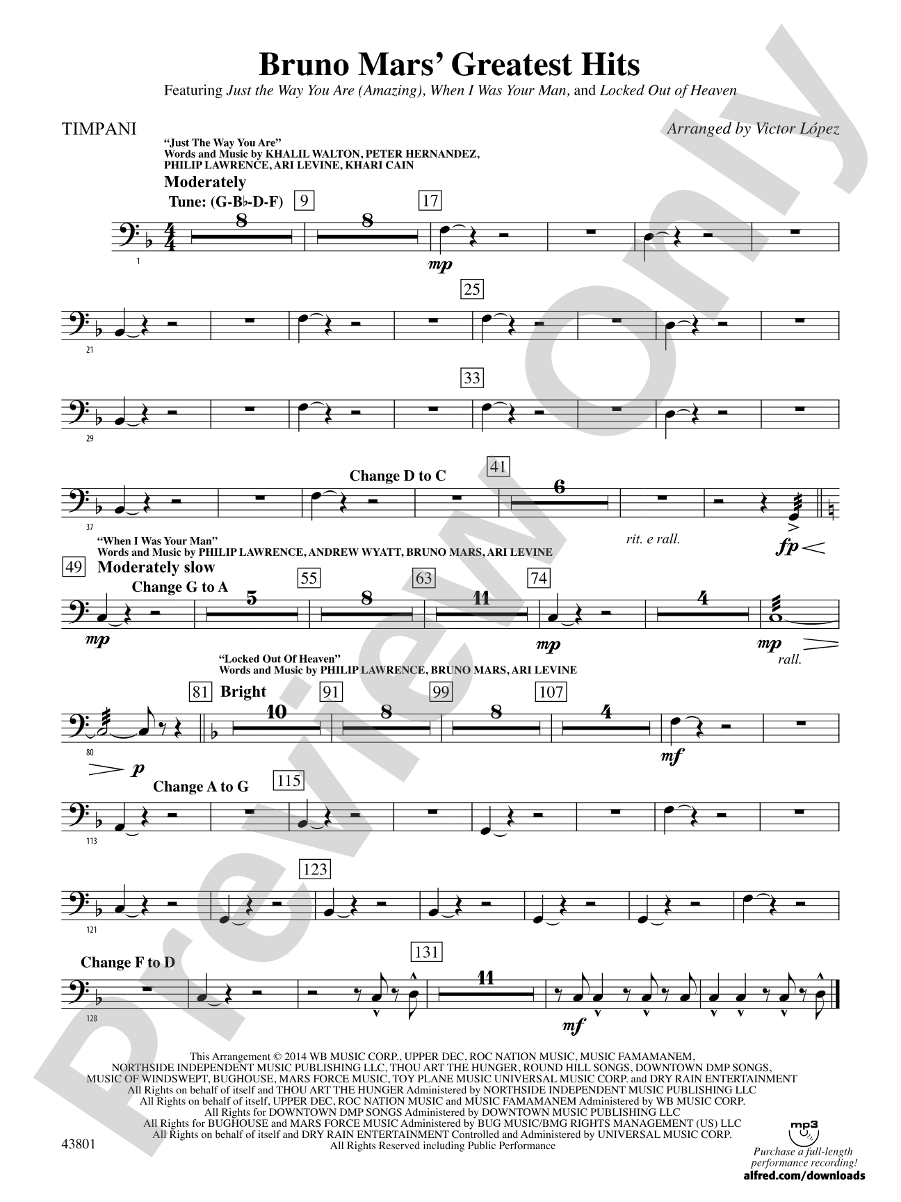 Bruno Mars' Greatest Hits: Timpani