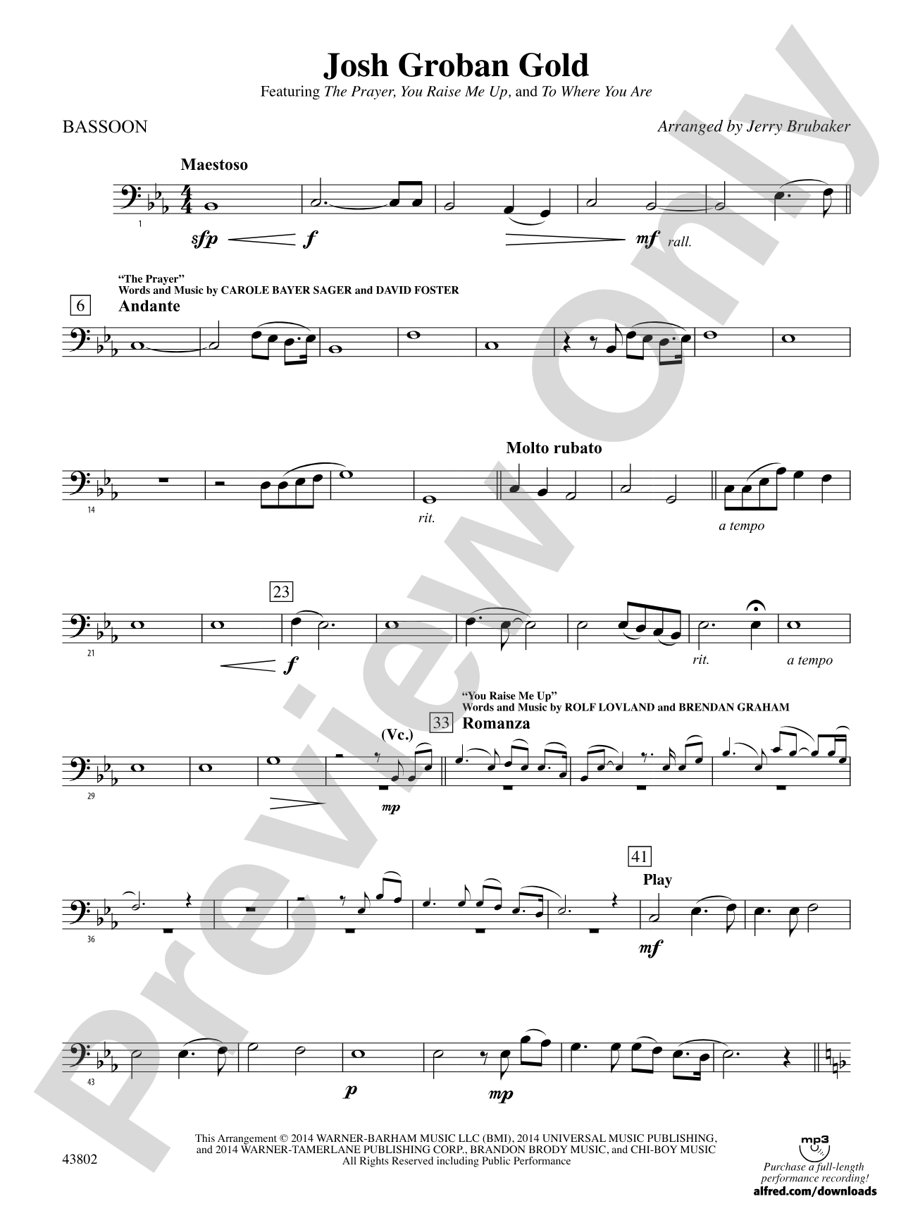 Josh Groban Gold: Bassoon