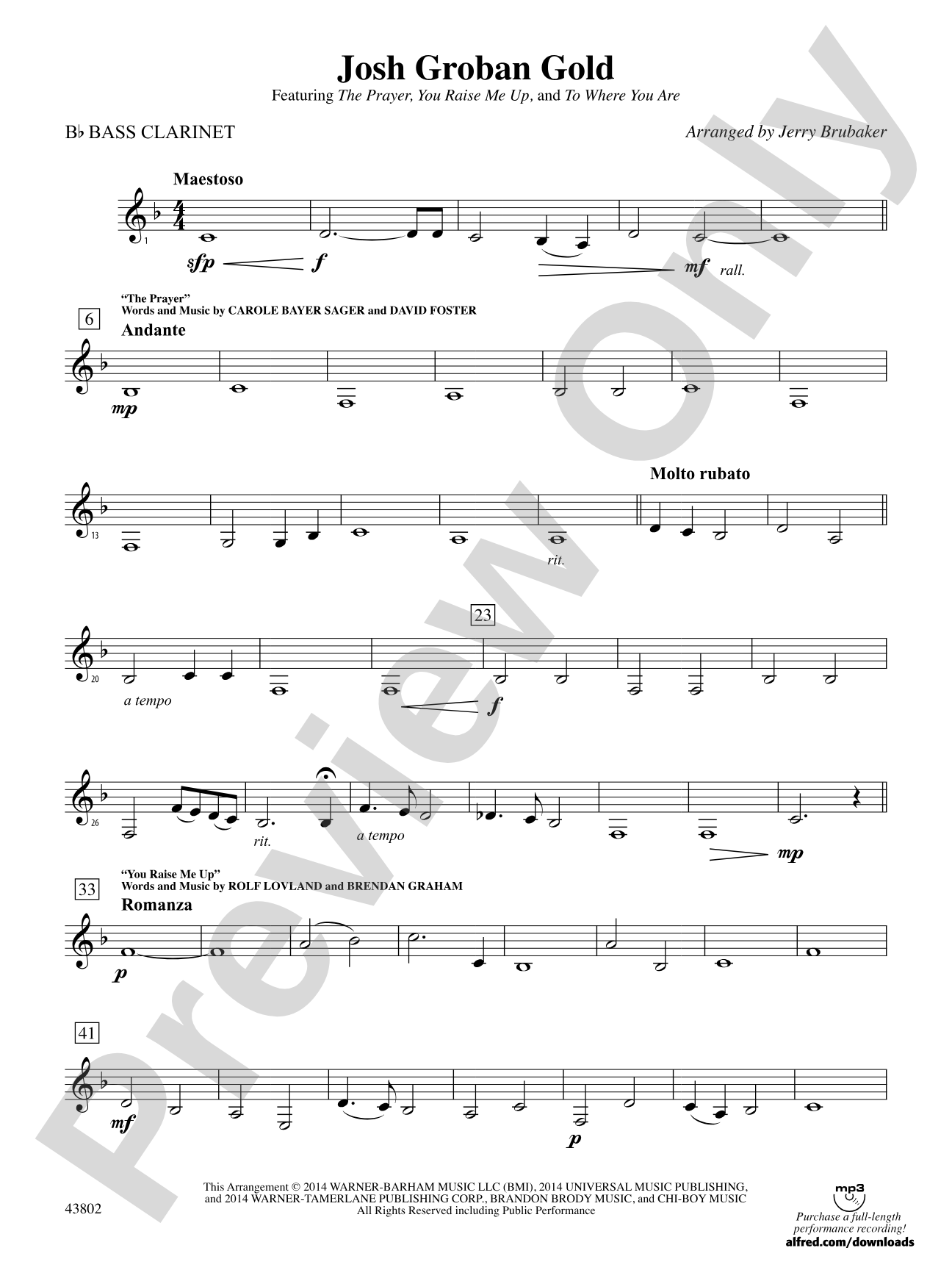 Josh Groban Gold: B-flat Bass Clarinet