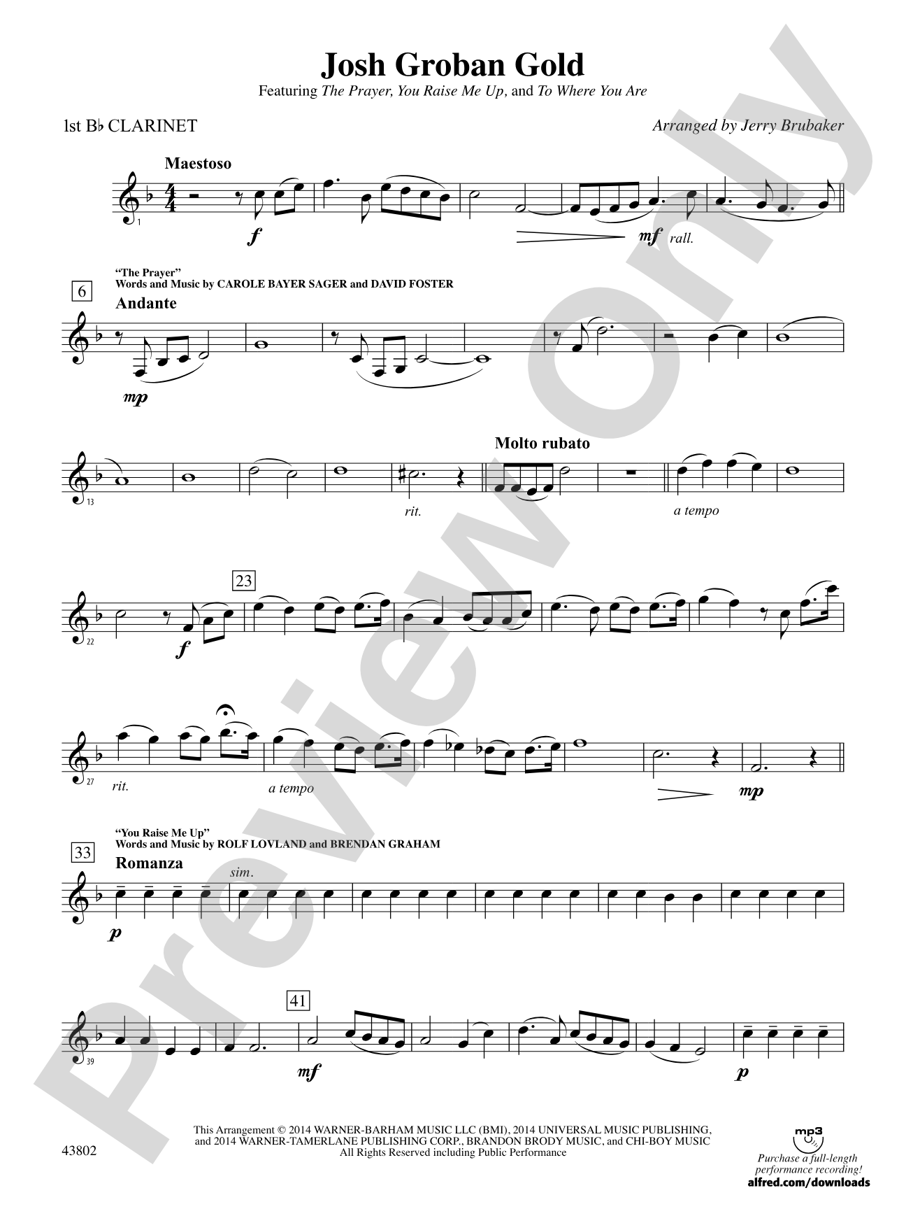 Josh Groban Gold: 1st B-flat Clarinet