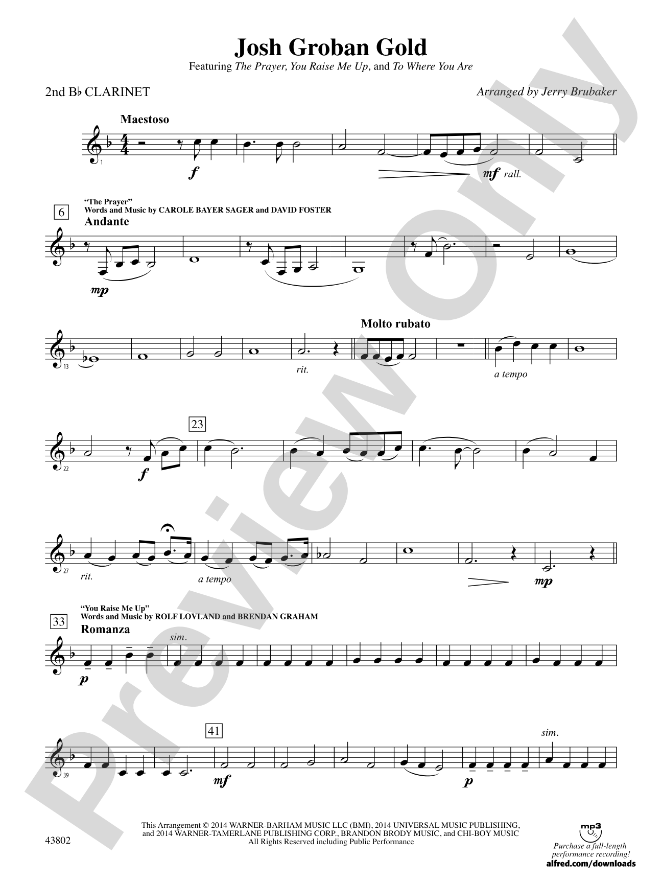 Josh Groban Gold: 2nd B-flat Clarinet