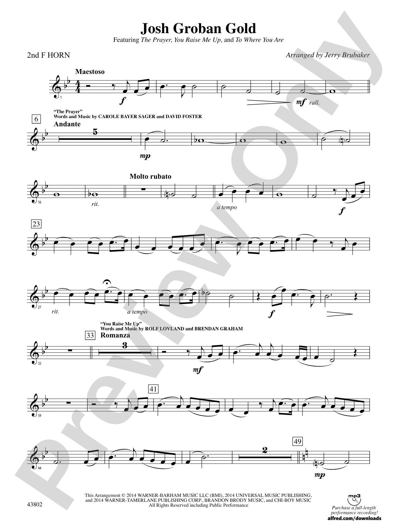 Josh Groban Gold: 2nd F Horn