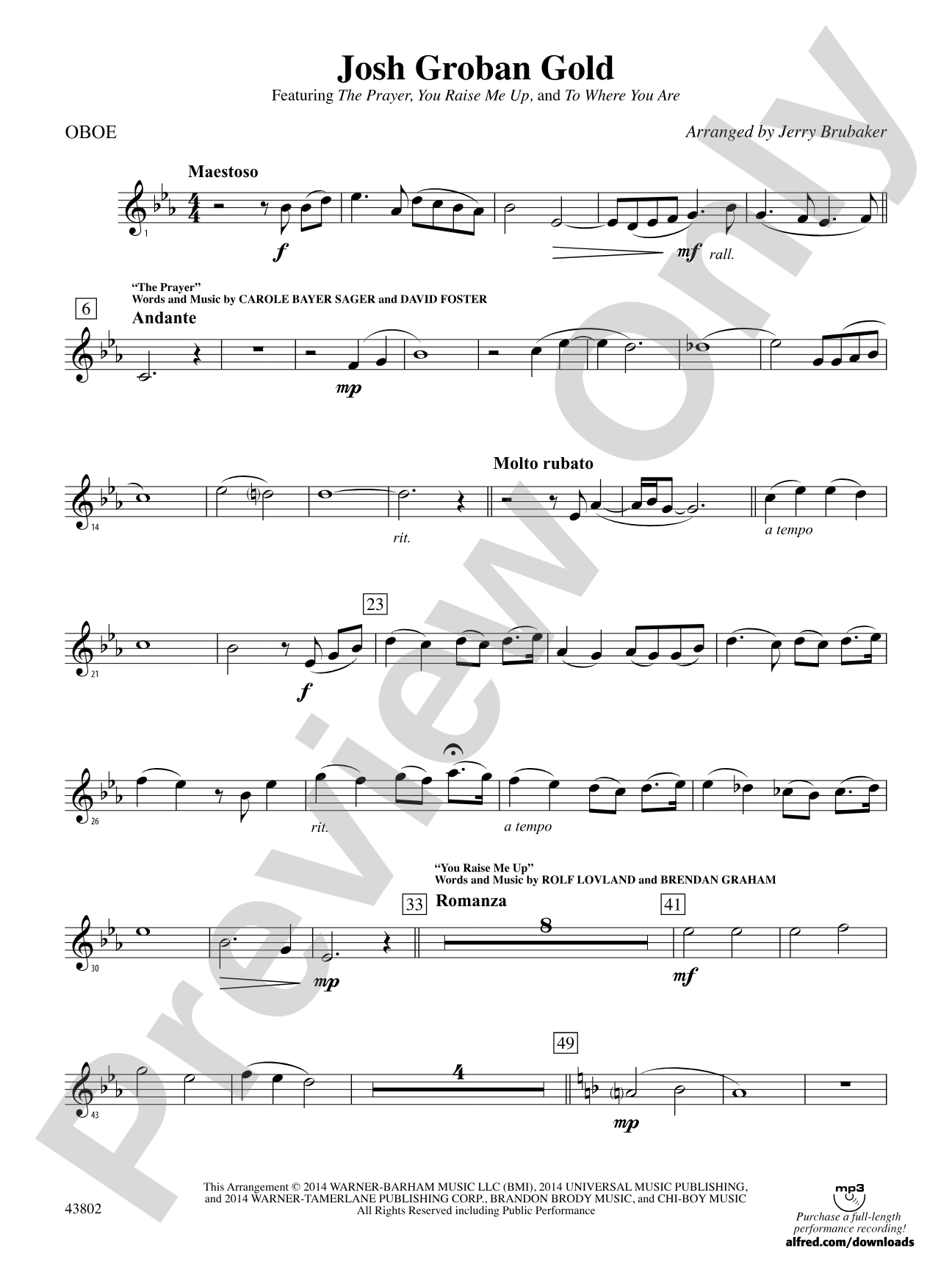 Josh Groban Gold: Oboe
