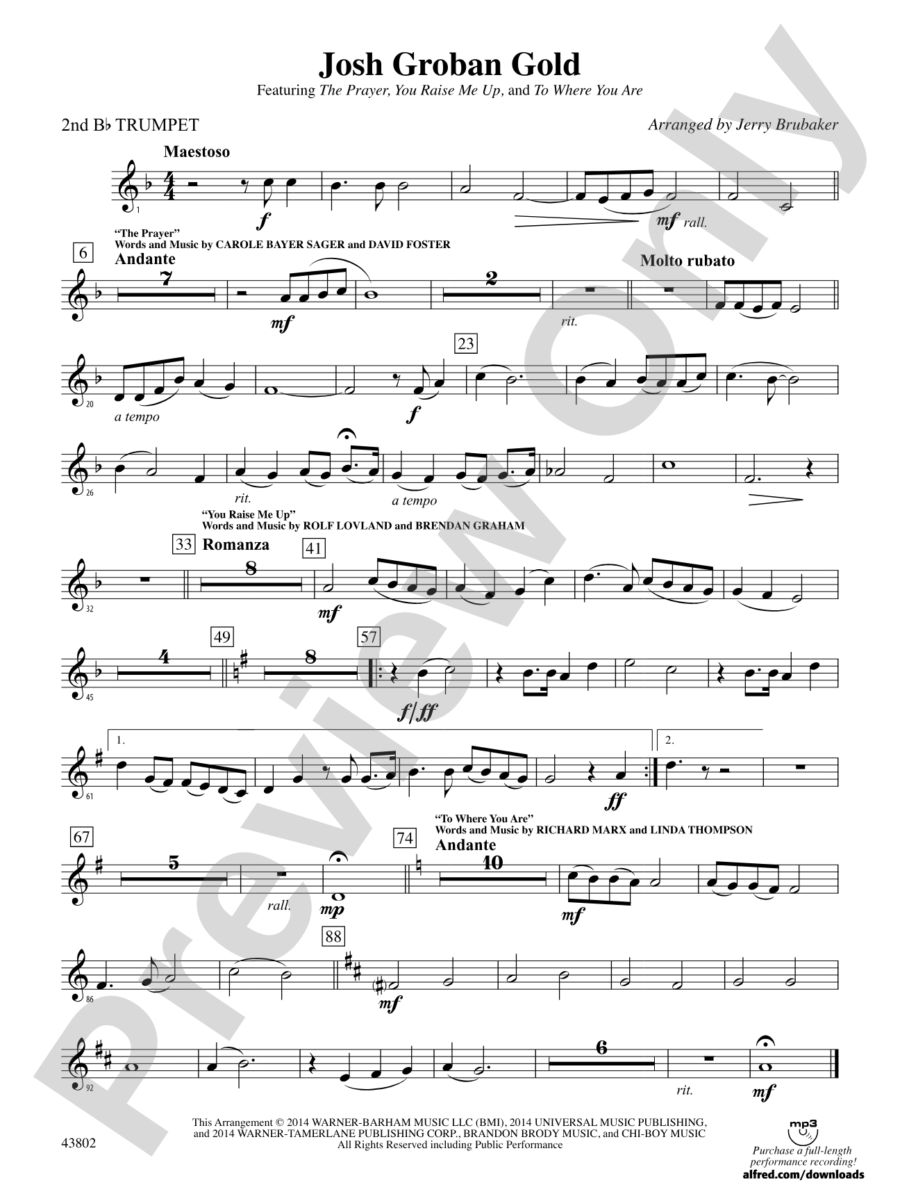 Josh Groban Gold: 2nd B-flat Trumpet