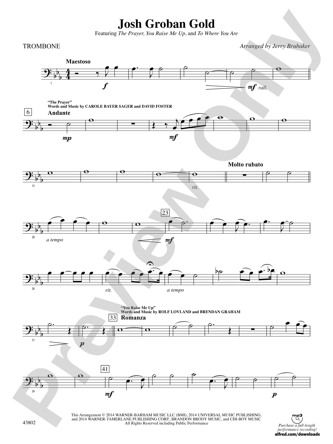 Josh Groban Gold: 1st Trombone