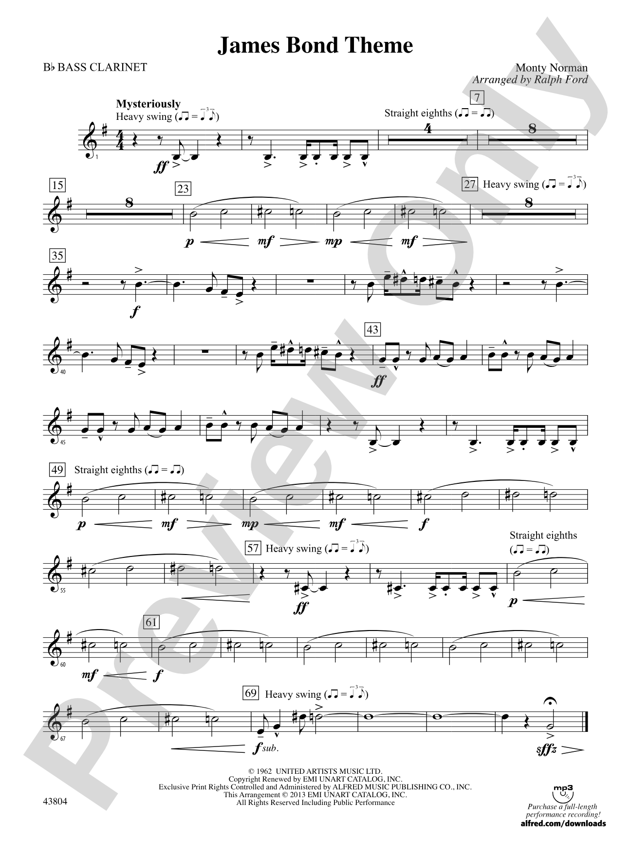 James Bond Theme: B-flat Bass Clarinet