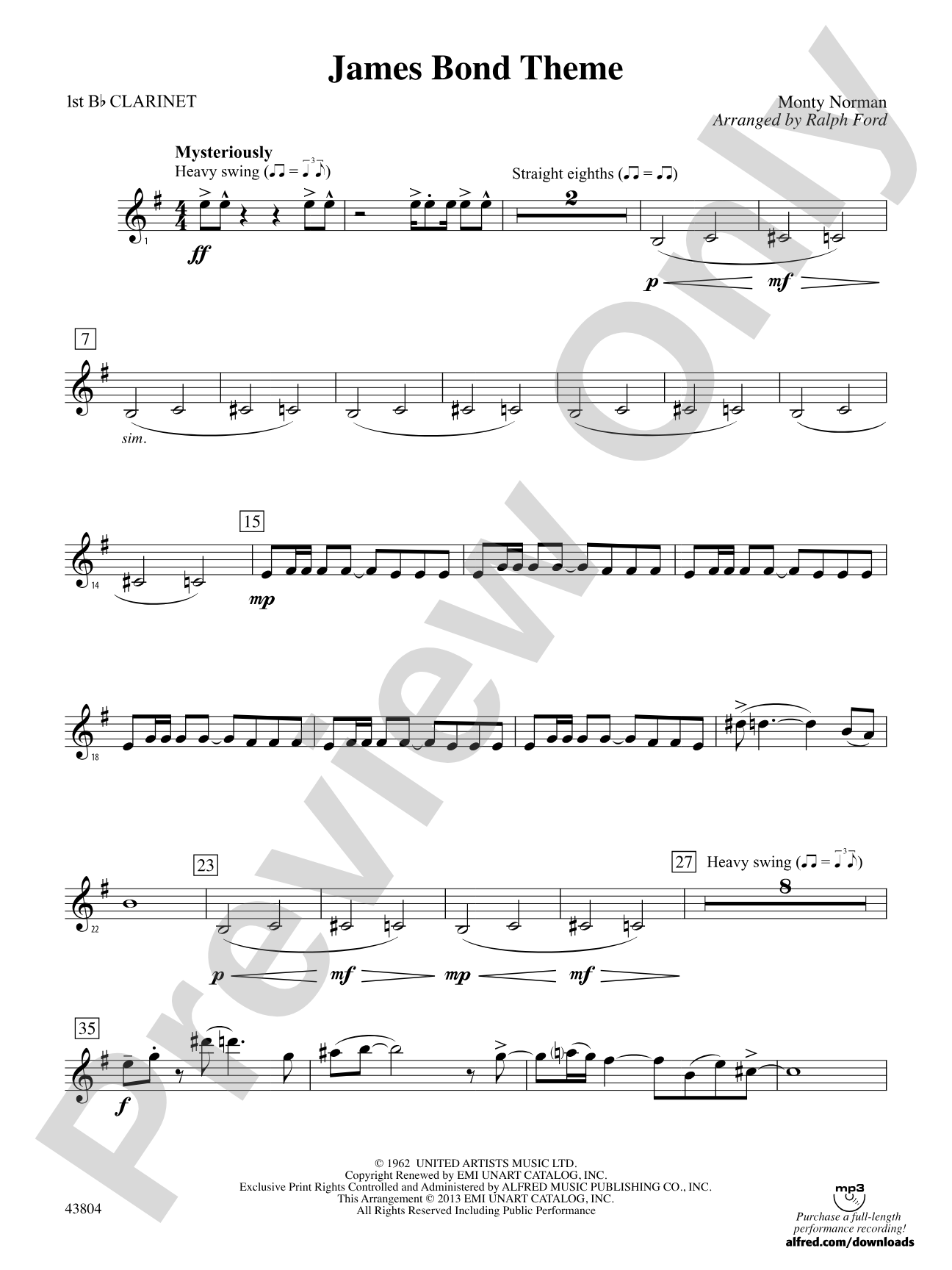 James Bond Theme: 1st B-flat Clarinet