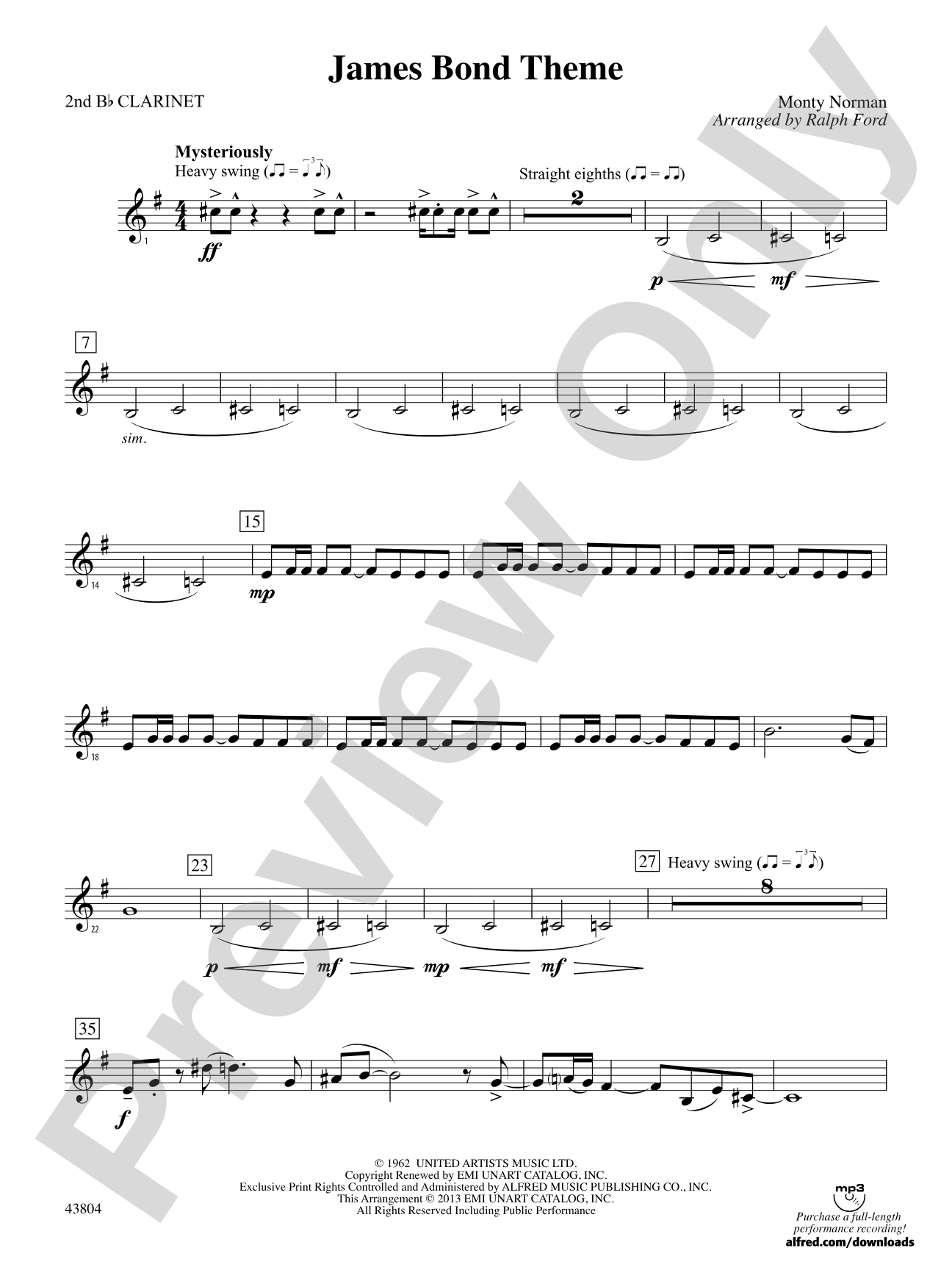 James Bond Theme: 2nd B-flat Clarinet