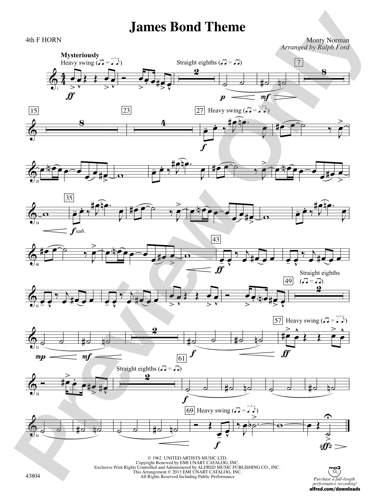 James Bond Theme: 4th F Horn