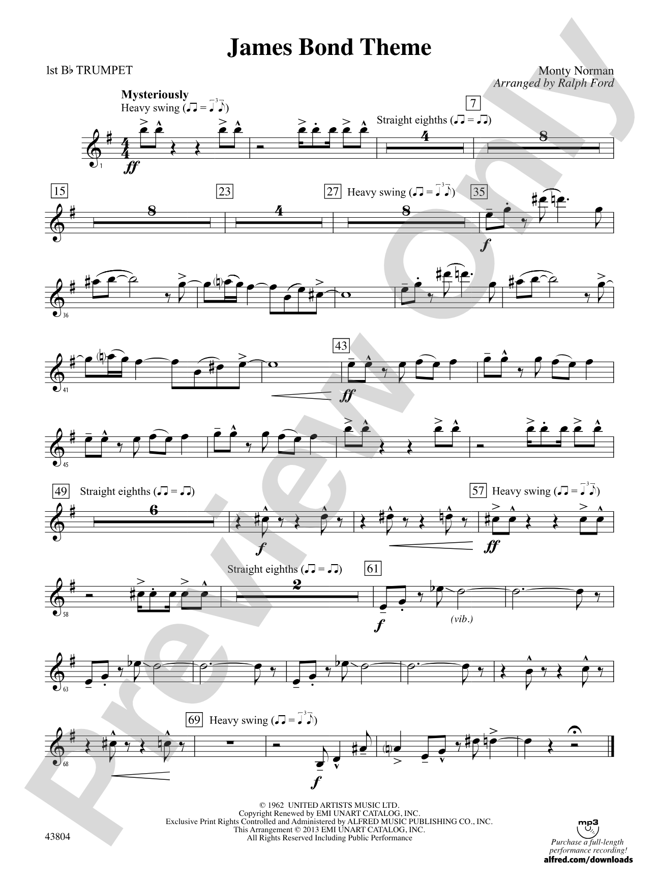 James Bond Theme: 1st B-flat Trumpet