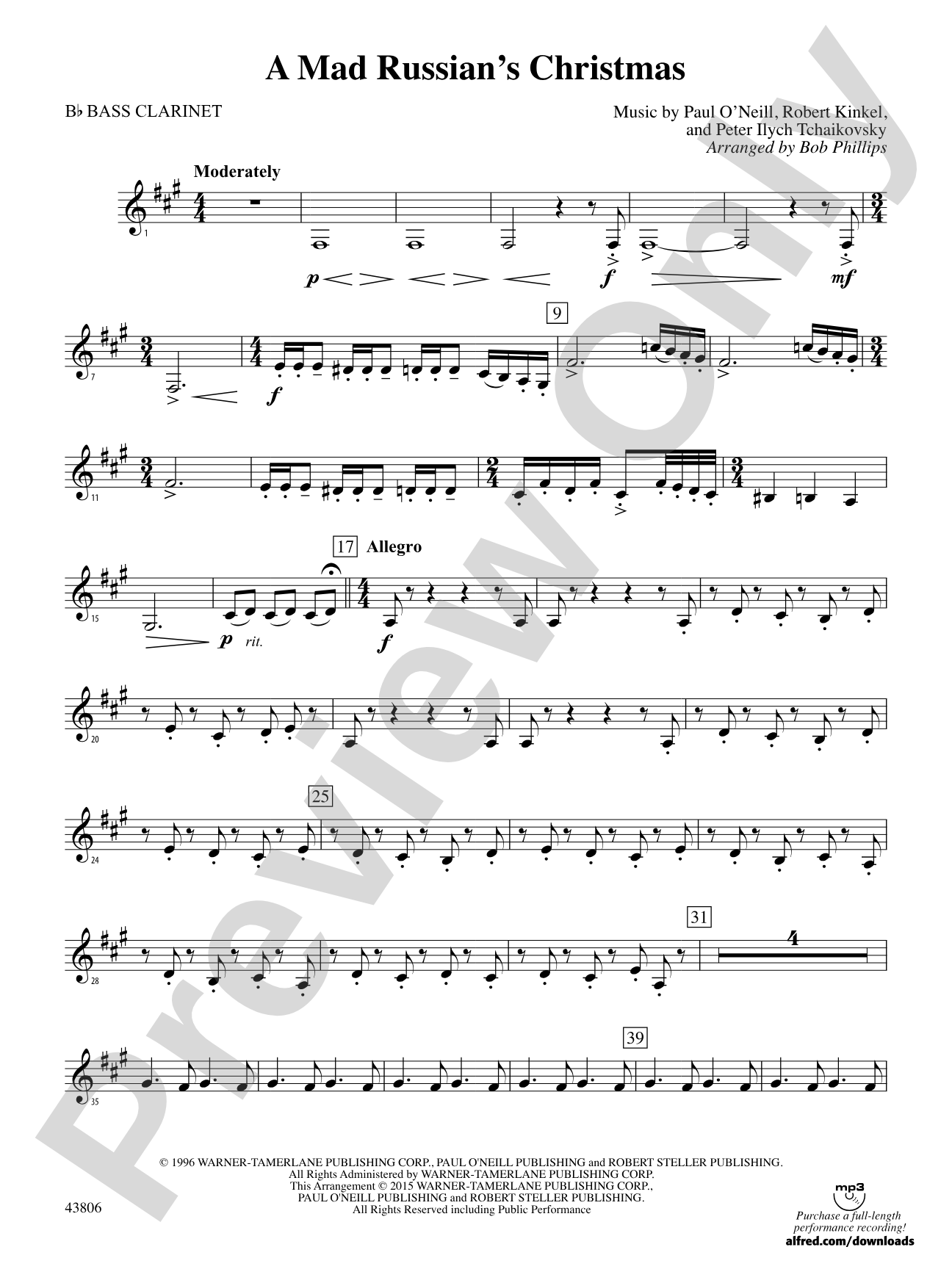 A Mad Russian's Christmas: B-flat Bass Clarinet