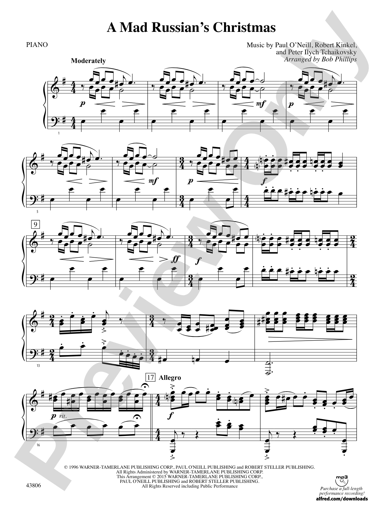 A Mad Russian's Christmas: Piano Accompaniment