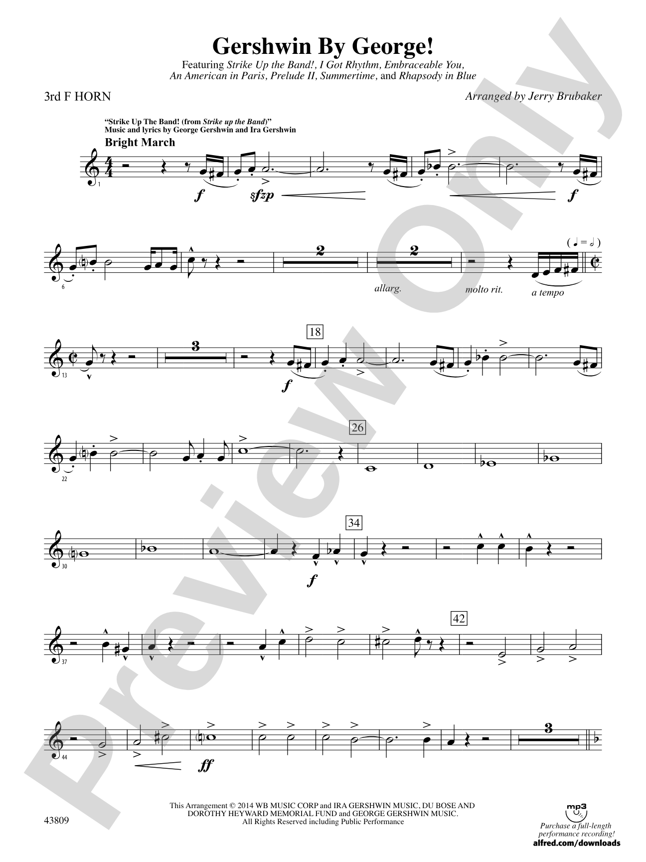 Gershwin by George!: 3rd F Horn