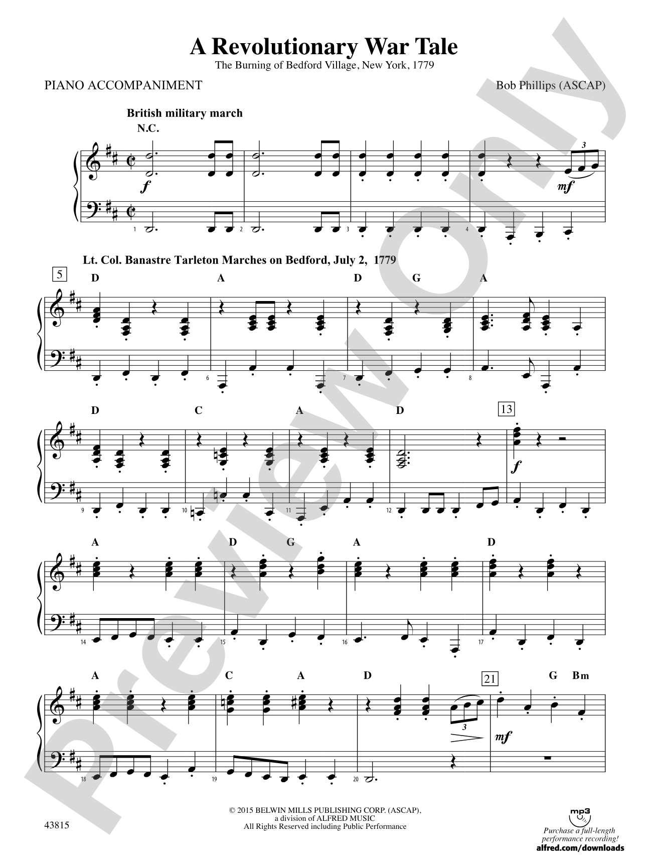 A Revolutionary War Tale: Piano Accompaniment