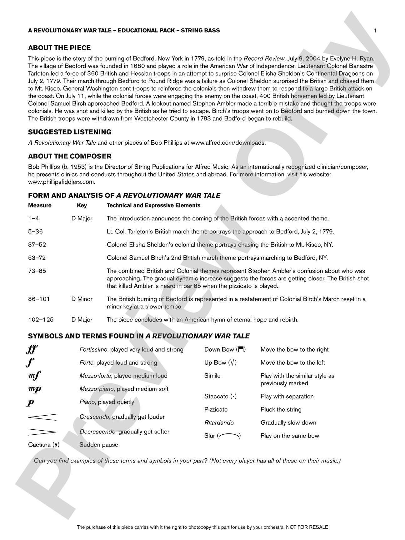 A Revolutionary War Tale: Bass Educational Pack