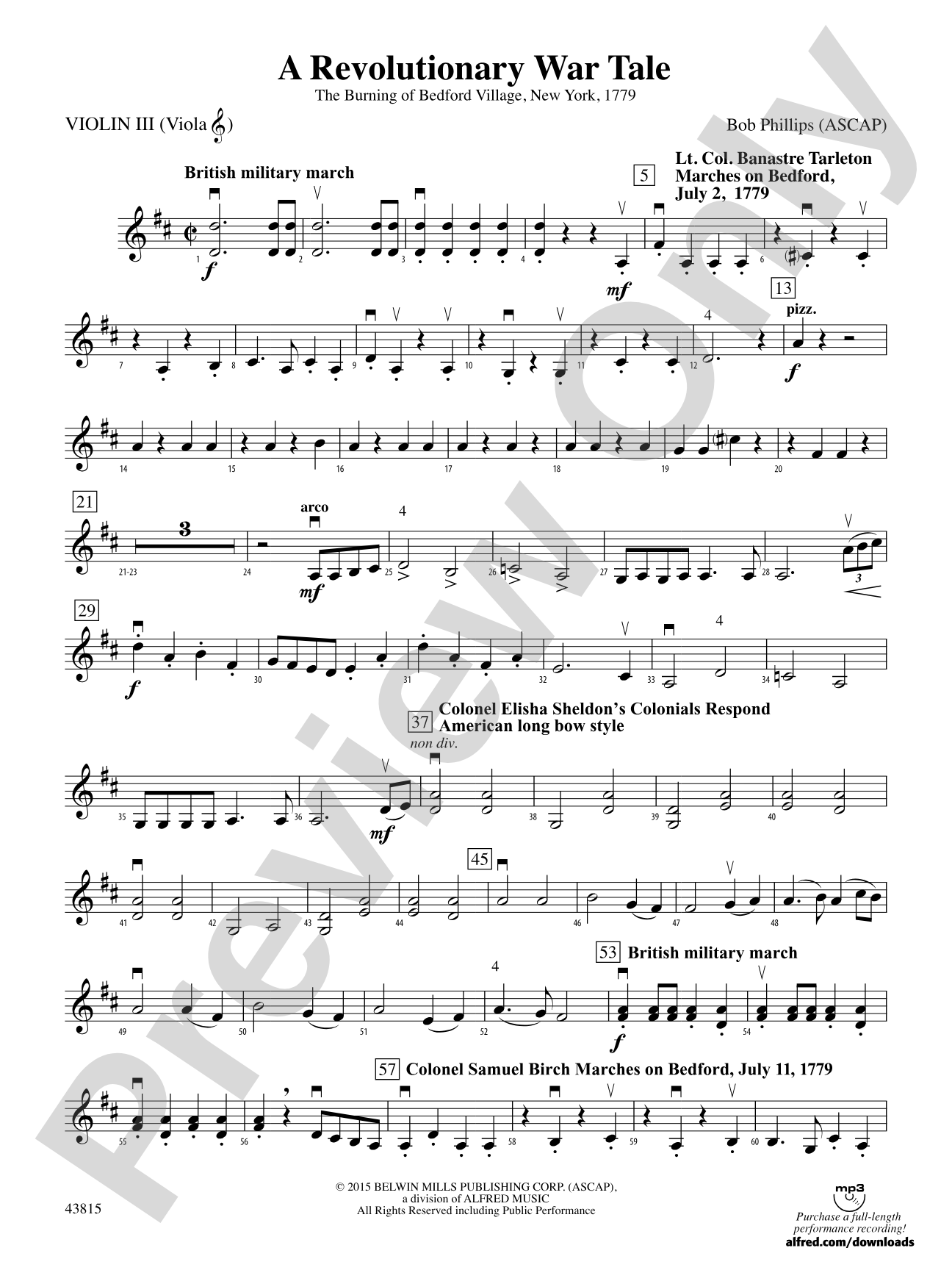 A Revolutionary War Tale: 3rd Violin (Viola [TC])