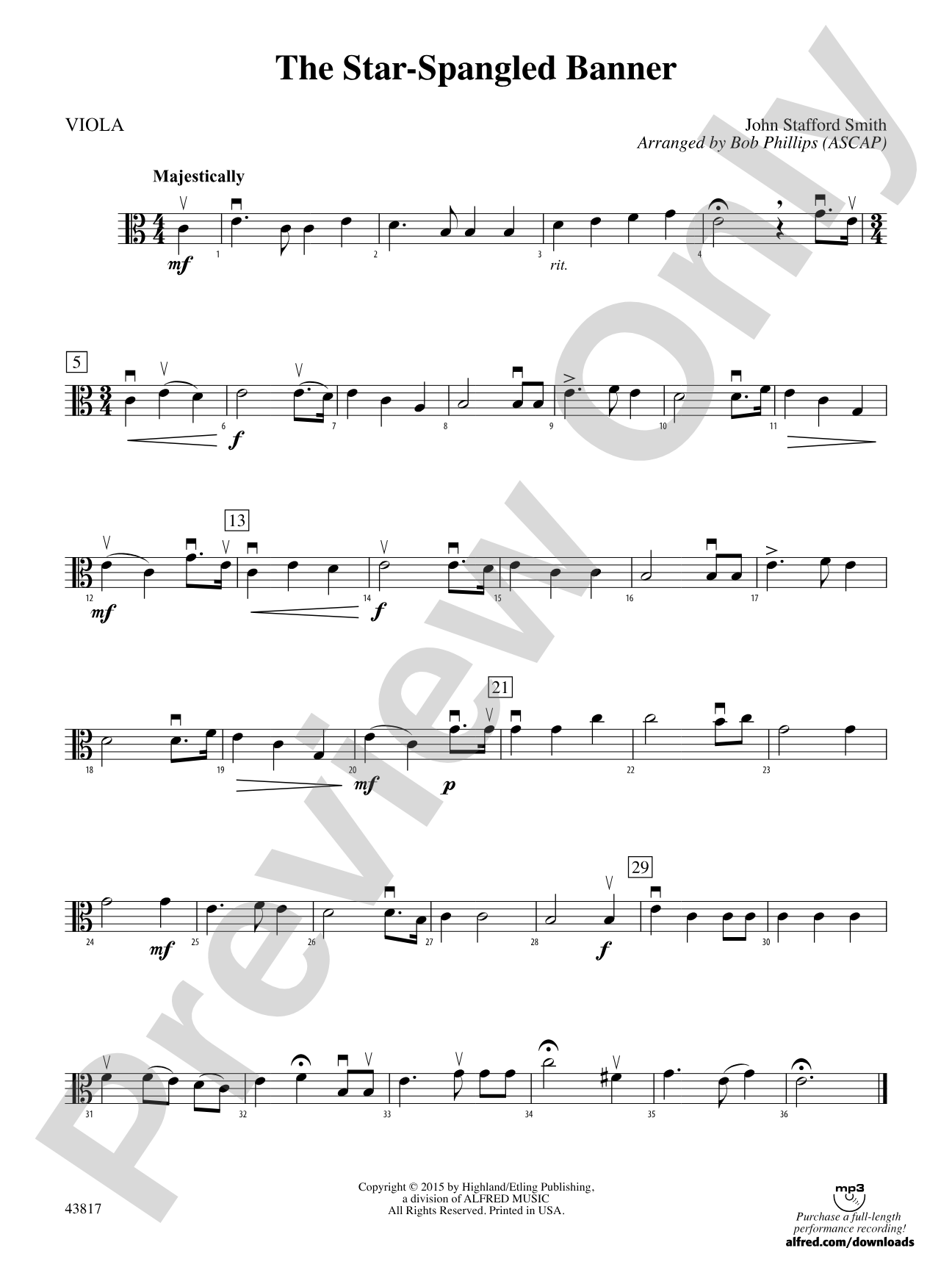 The Star-Spangled Banner: Viola