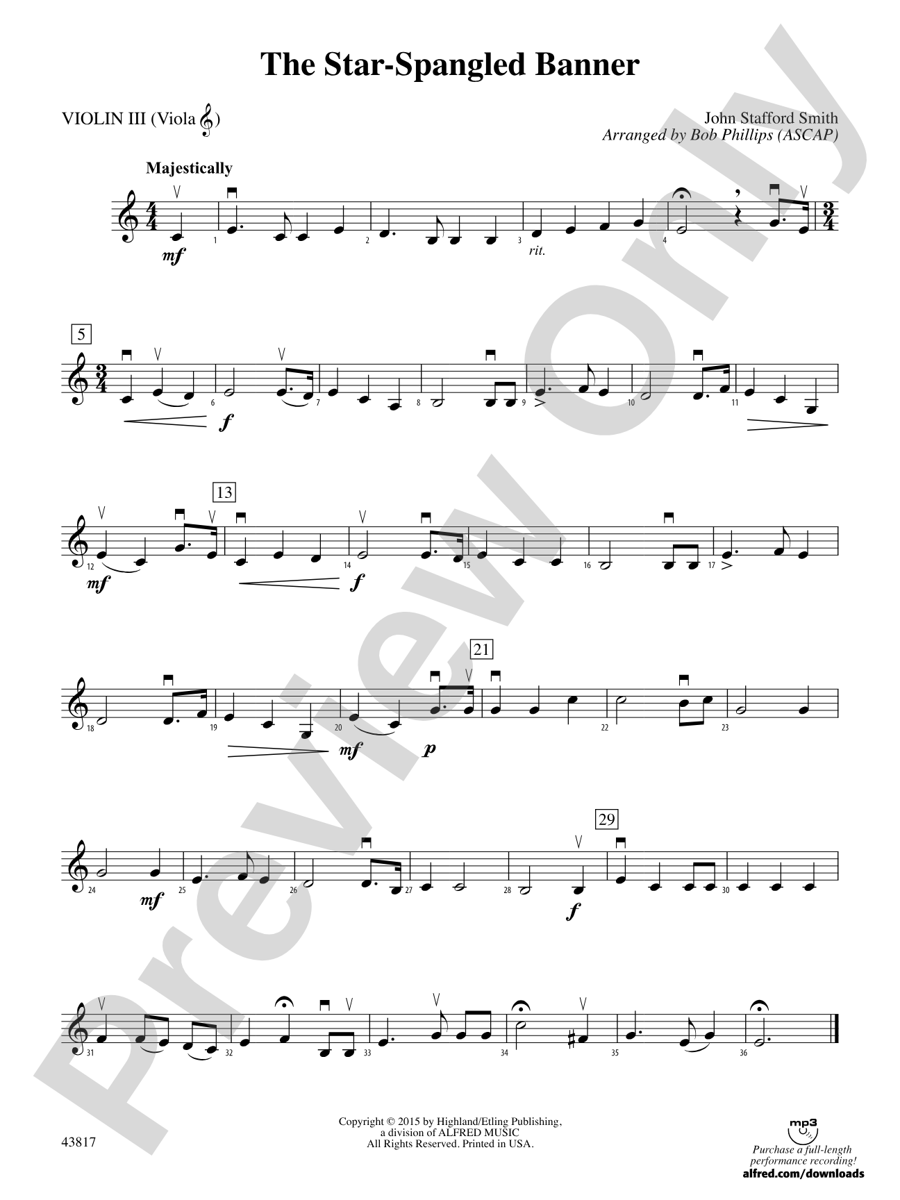 The Star-Spangled Banner: 3rd Violin (Viola [TC])