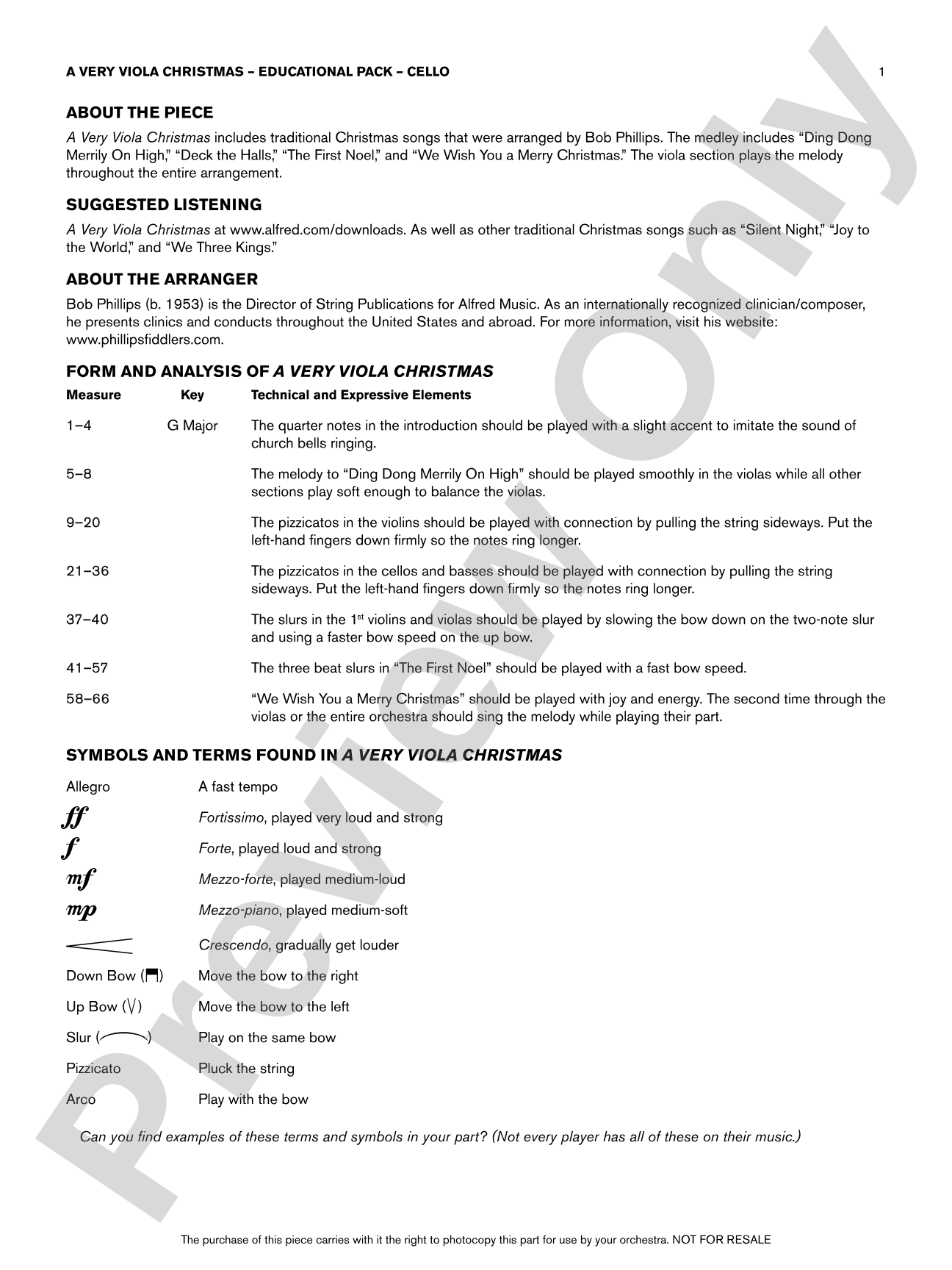 A Very Viola Christmas: Cello Educational Pack