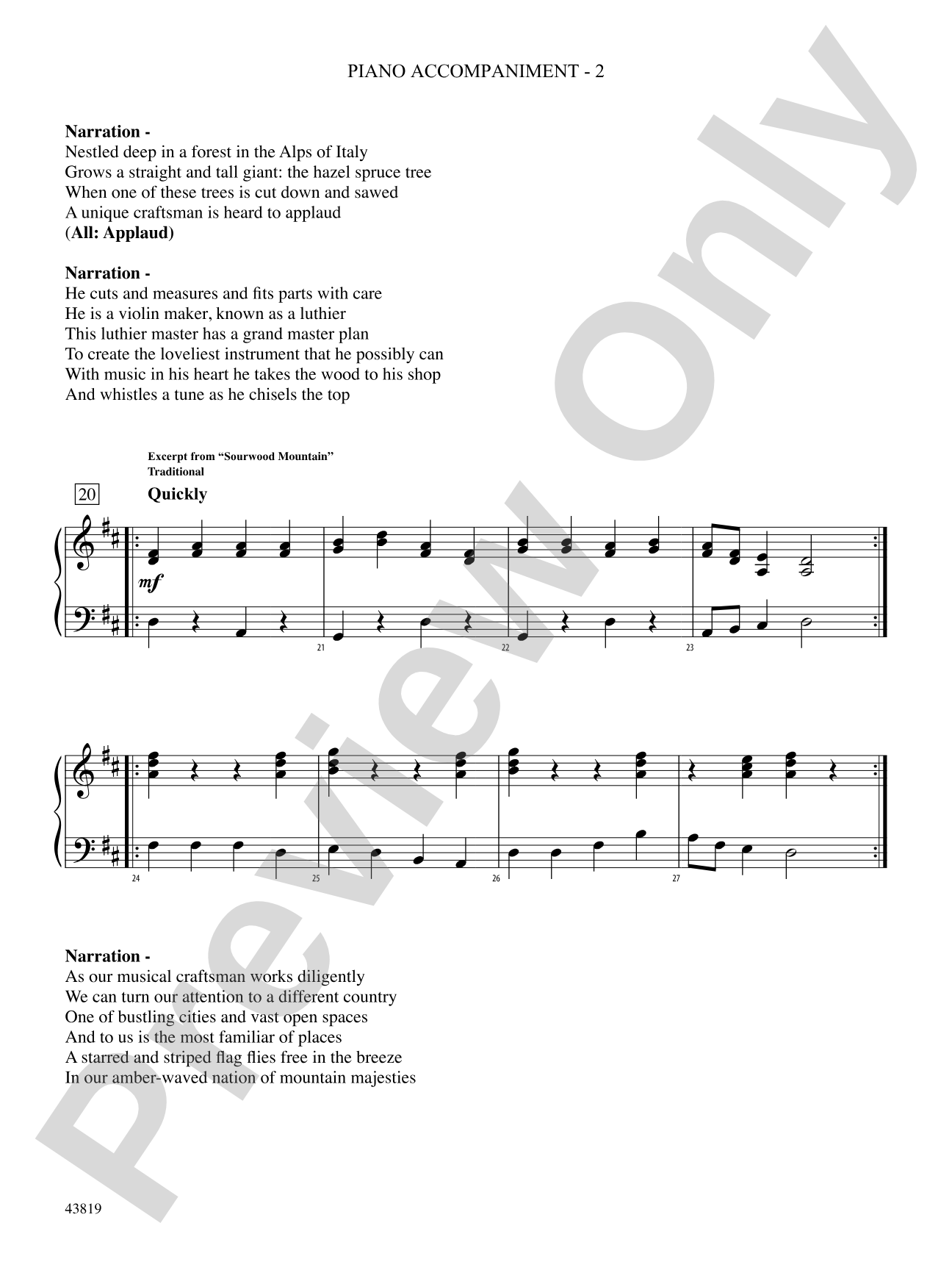 A Tale of Four Trees: Piano Accompaniment