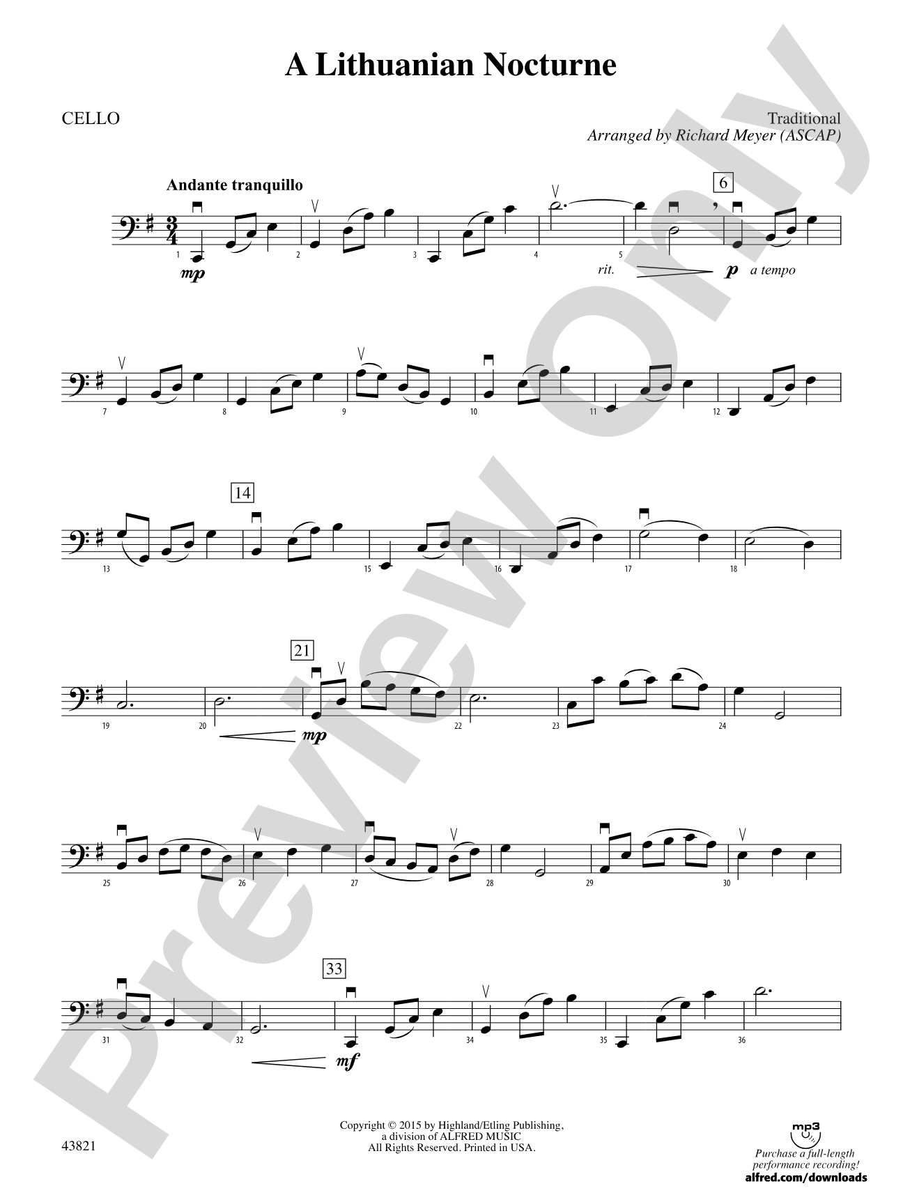 A Lithuanian Nocturne: Cello