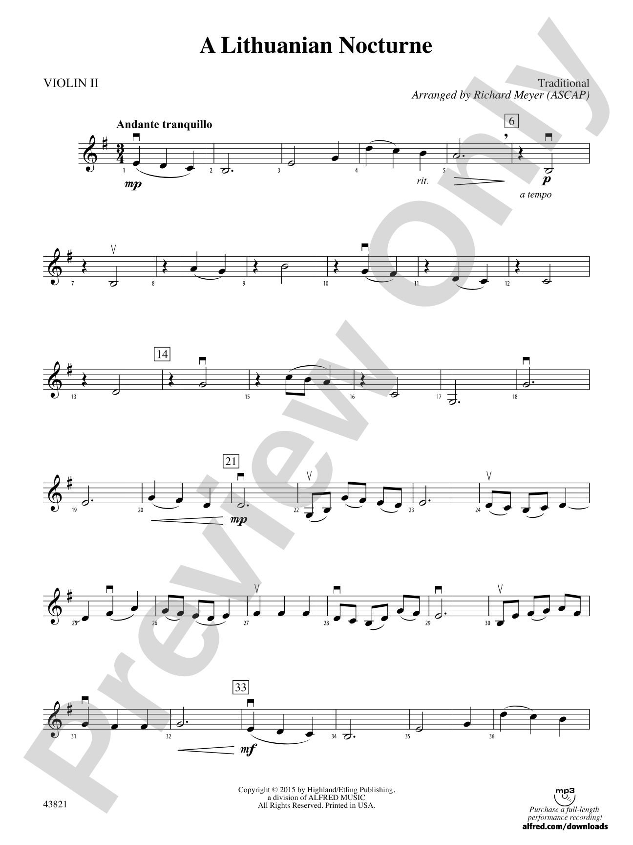 A Lithuanian Nocturne: 2nd Violin