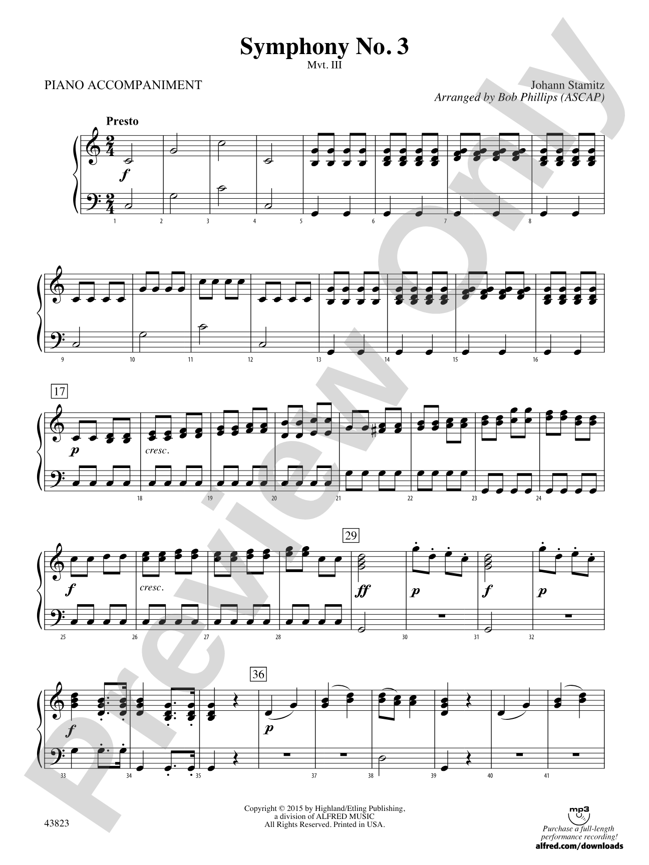 Symphony No. 3: Piano Accompaniment