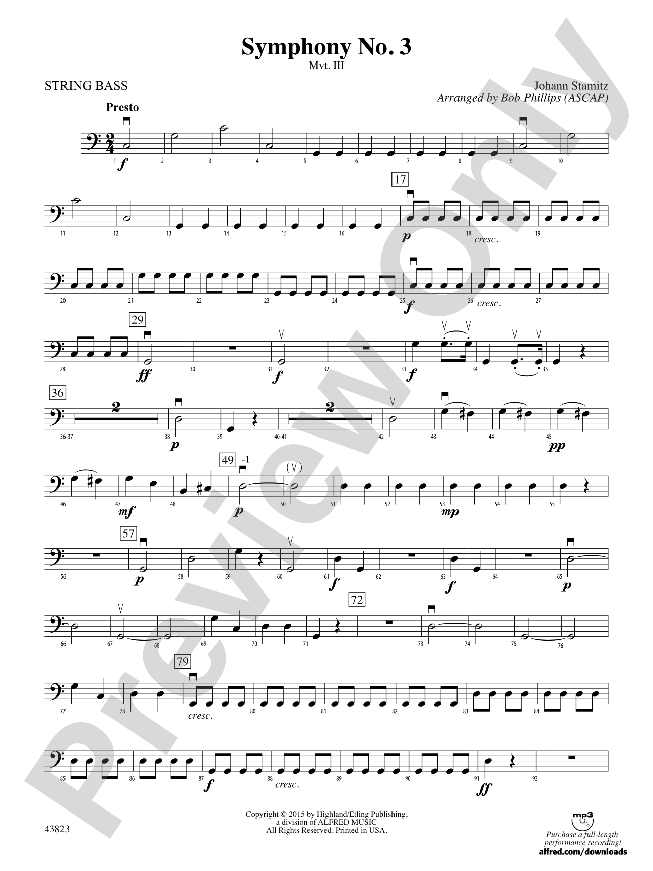 Symphony No. 3: String Bass