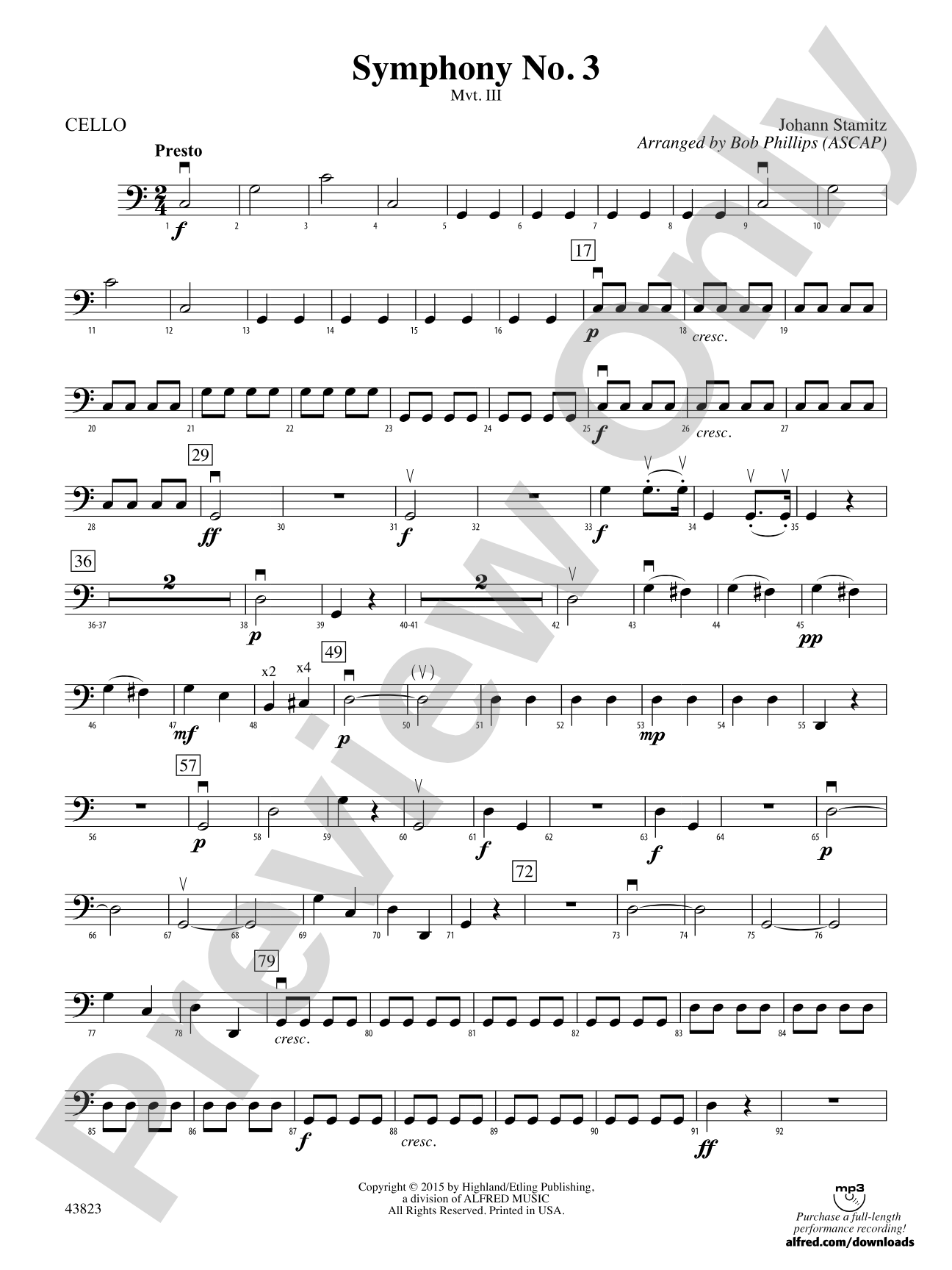 Symphony No. 3: Cello