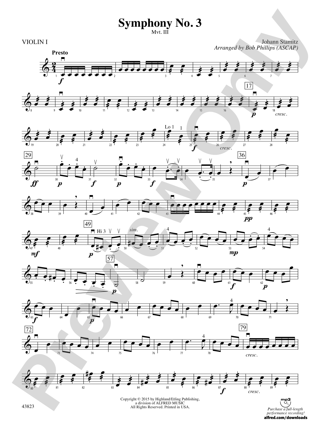 Symphony No. 3: 1st Violin