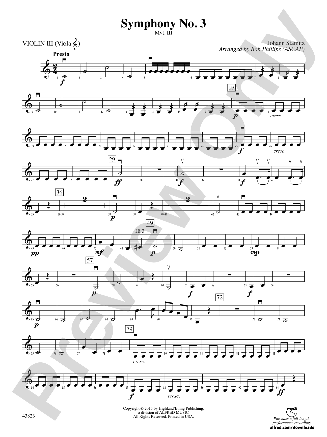 Symphony No. 3: 3rd Violin (Viola [TC])
