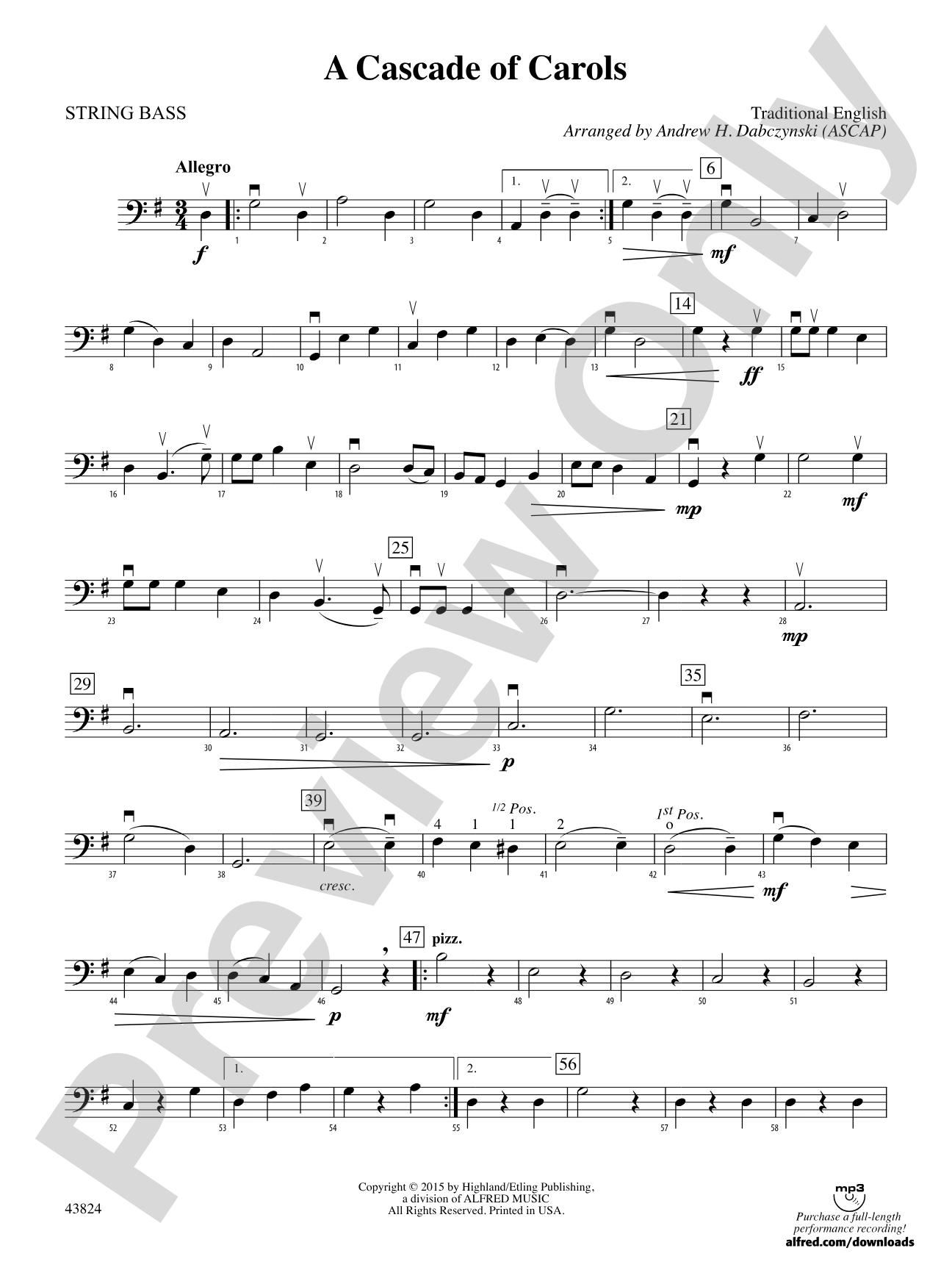 A Cascade of Carols: String Bass