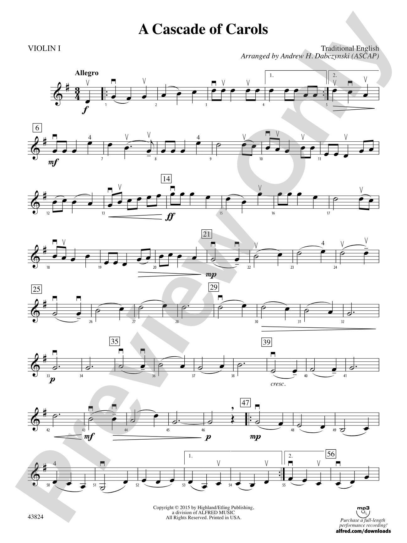 A Cascade of Carols: 1st Violin