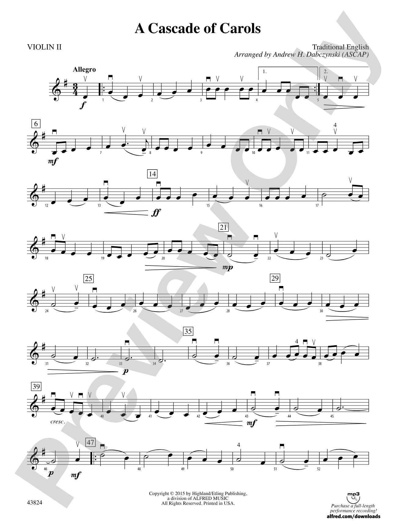 A Cascade of Carols: 2nd Violin