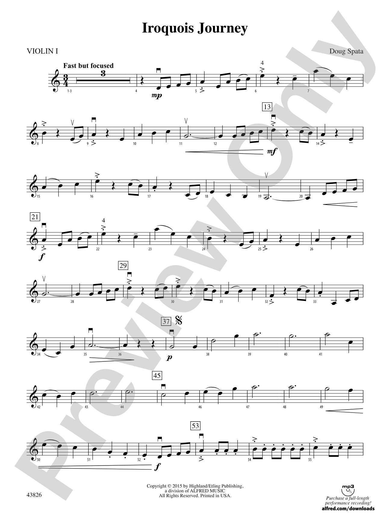 Iroquois Journey: 1st Violin