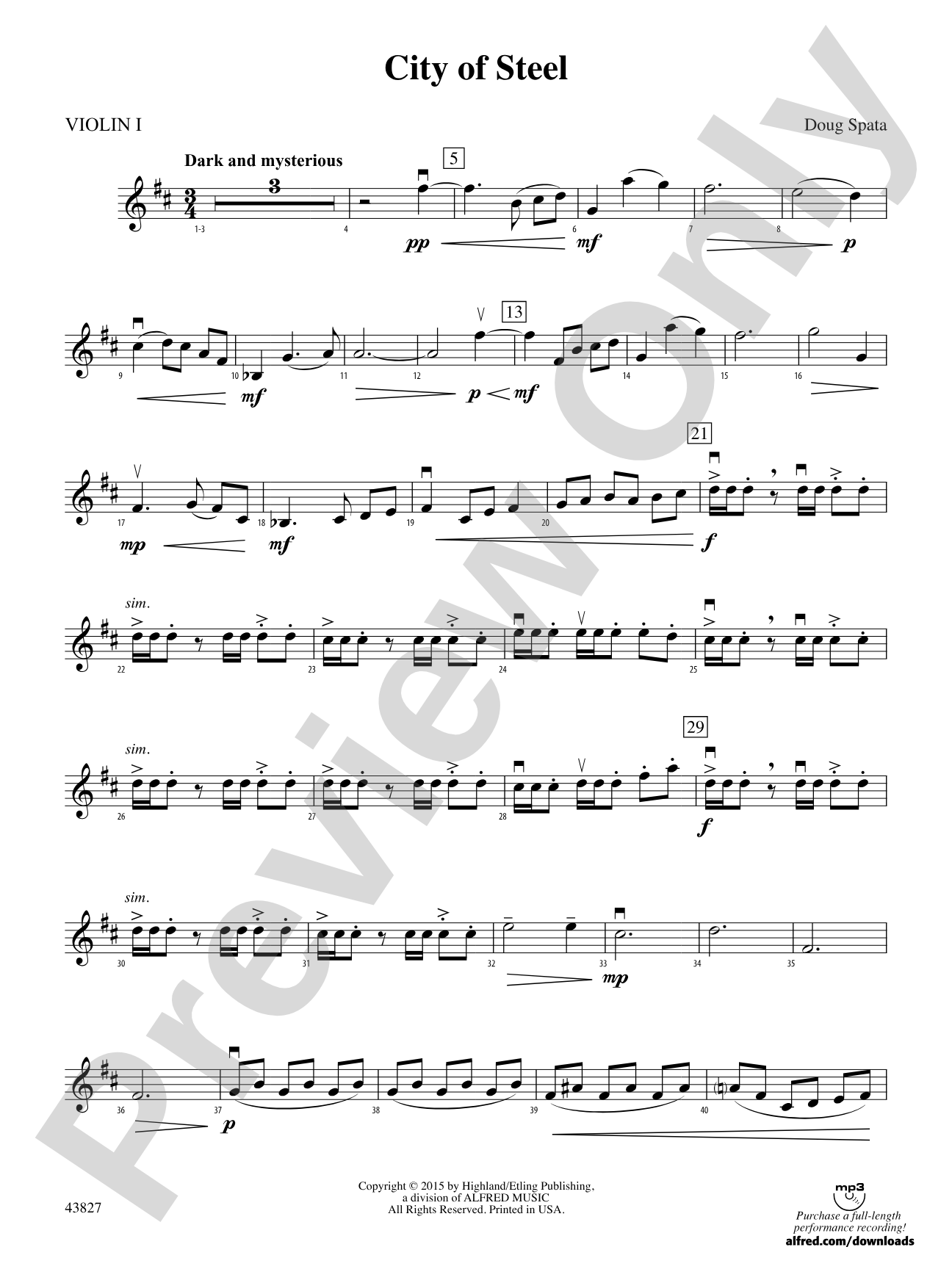 City of Steel: 1st Violin