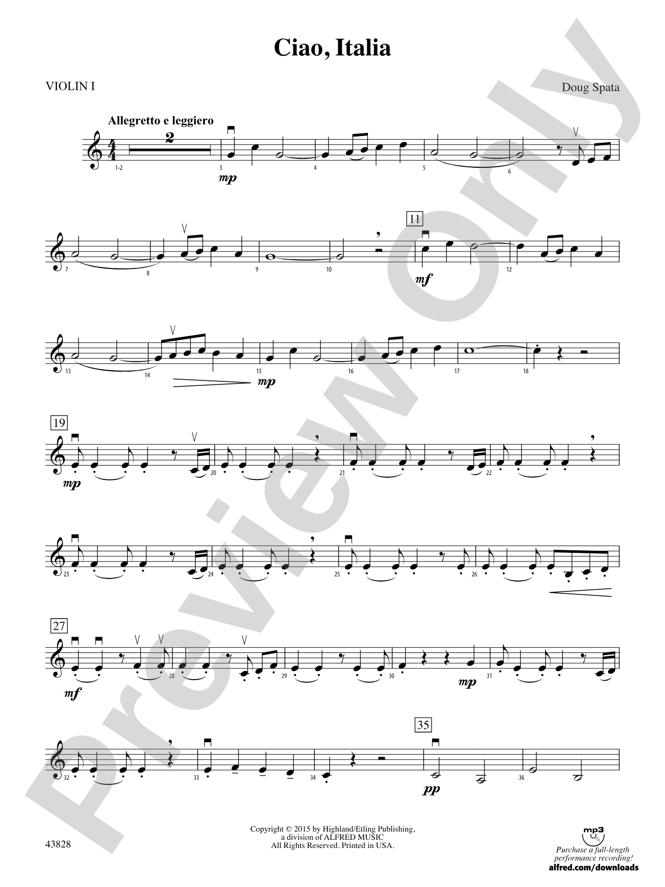 Ciao, Italia: 1st Violin