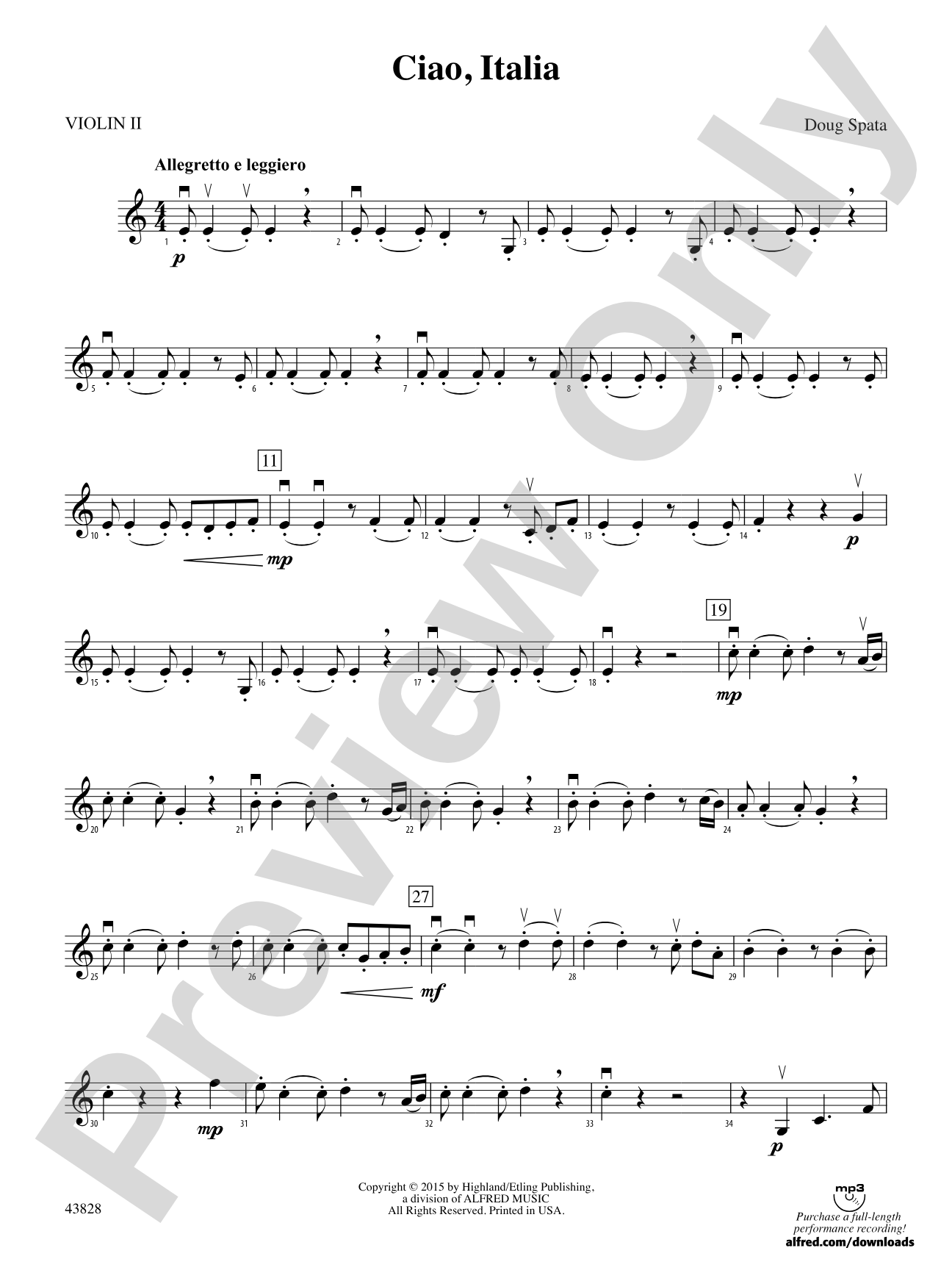 Ciao, Italia: 2nd Violin