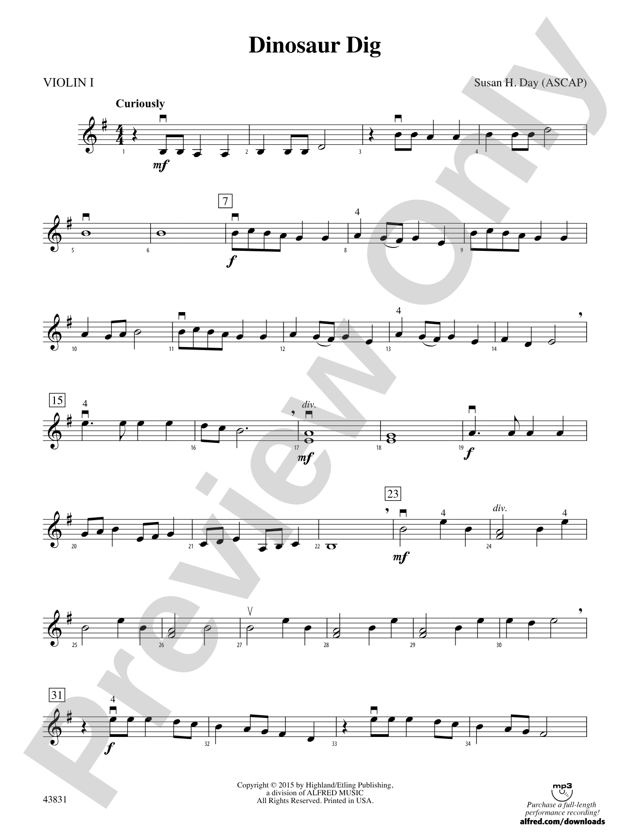 Dinosaur Dig: 1st Violin